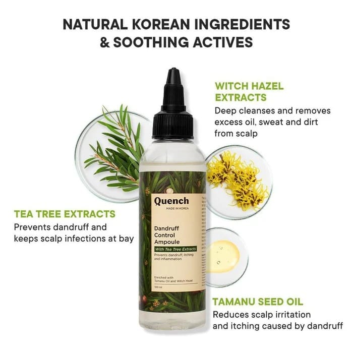 Quench - Dandruff Control Ampoule With Tea Tree Extracts Enriched With Tamanu Oil And Witch Hazel (100ML)