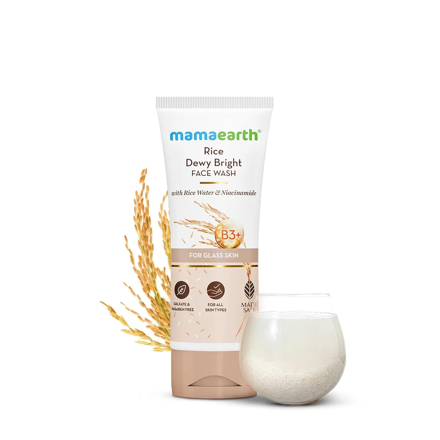 Mamaearth - Rice Dewy Bright Facewash With Rice Water & Niacinamide For Glass Skin (150ML)