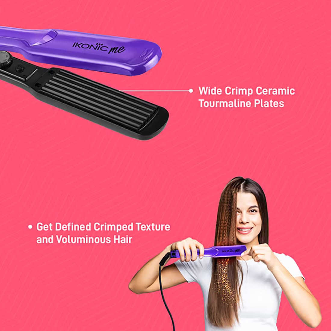 Ikonic Professional - Hair Crimper Crimp & Style 1.5 Inch Wide Texture Plates