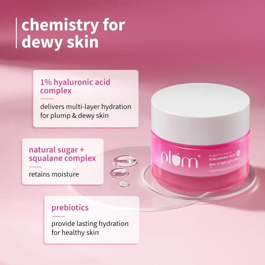 Plum - Bulgarian Rose & Hyaluronic Acid 1% Dew - It - Light Gel Cream (50g)