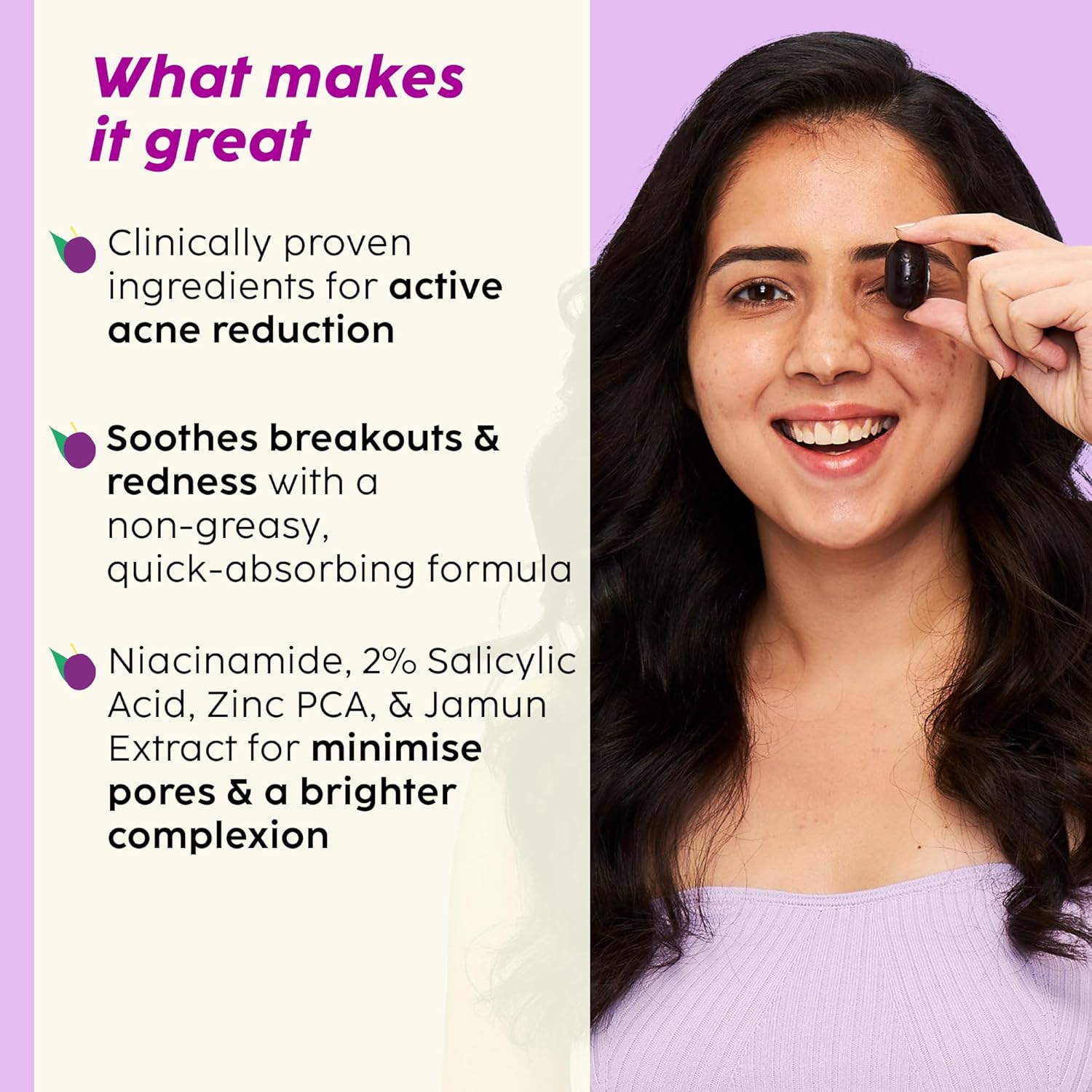 Plix - Jamun Active Acne Regime Combo [Serum + Cleanser + Moisturizer + Toner]