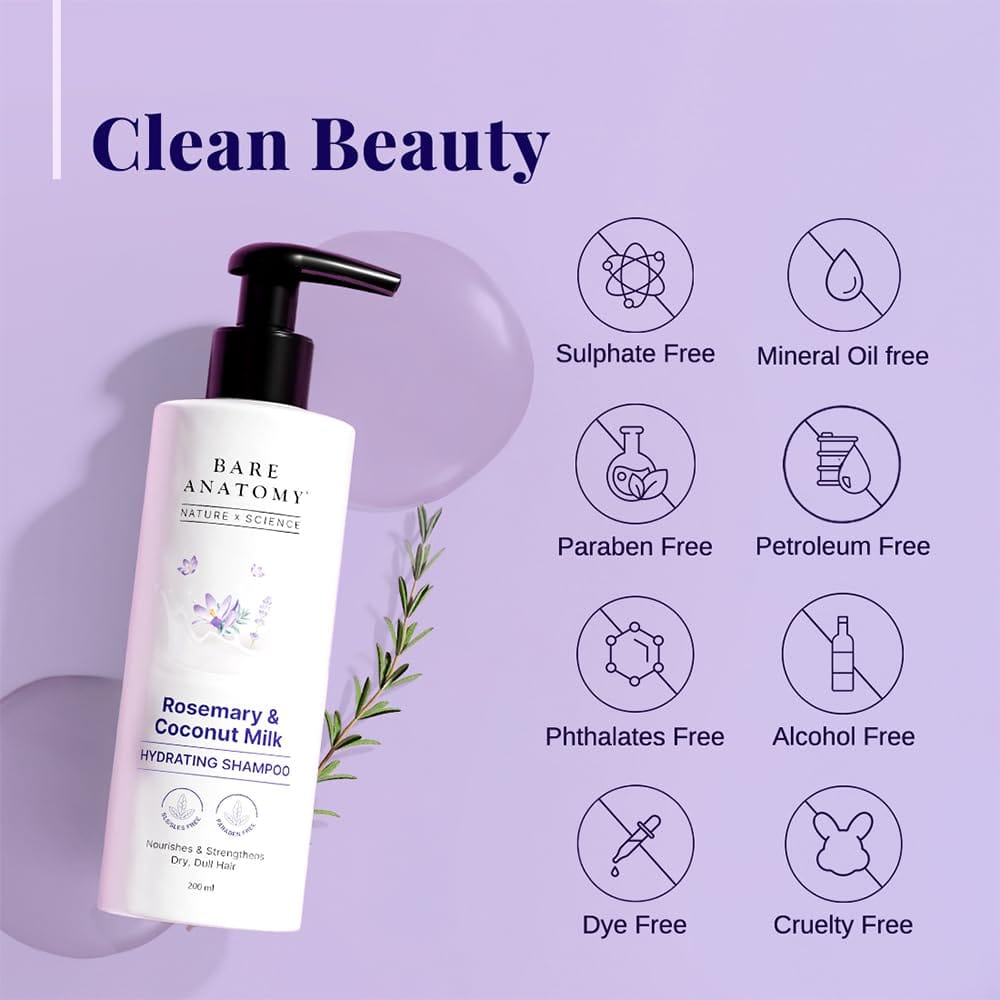 Bare Anatomy - Rosemary & Coconut Milk Hydrating Shampoo (200ML)