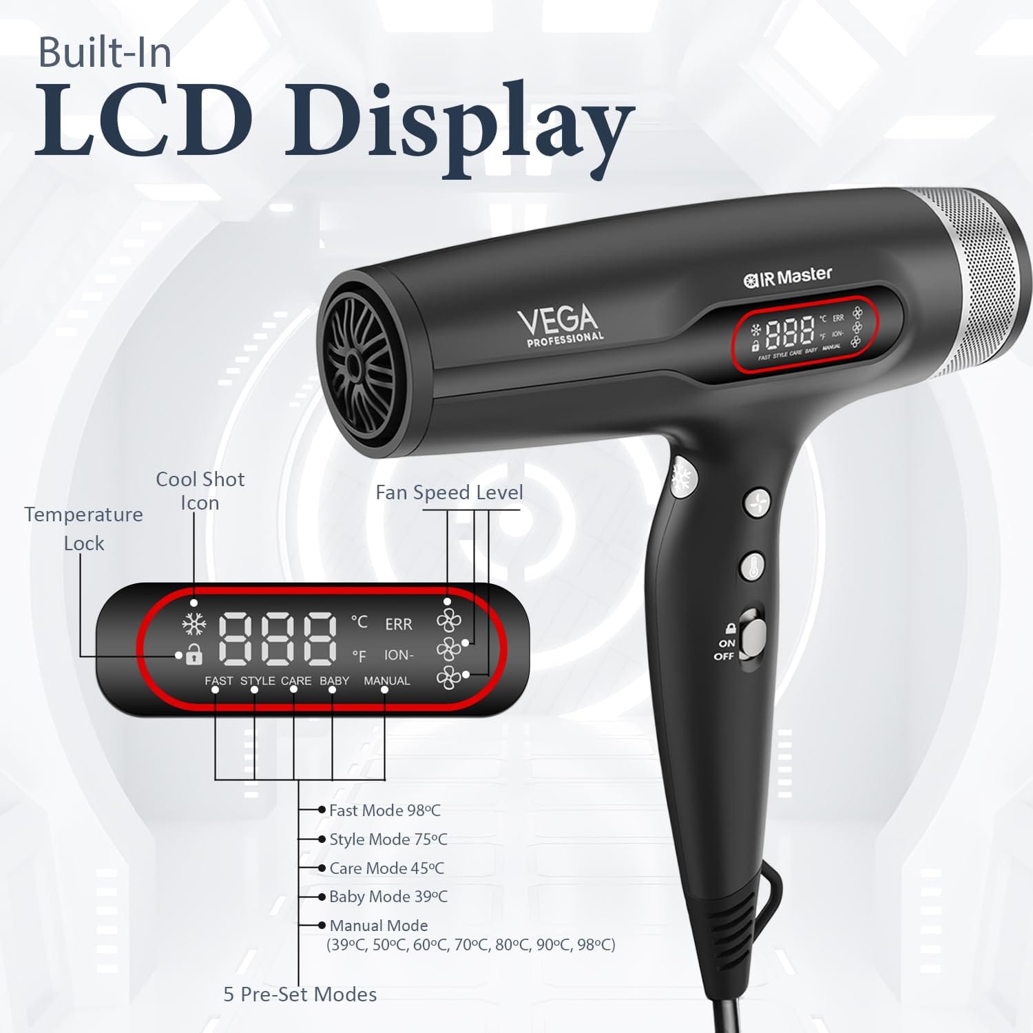 Vega Professional - Air Master 2000 - 2400W Hair Dryer (VPPHD - 14)