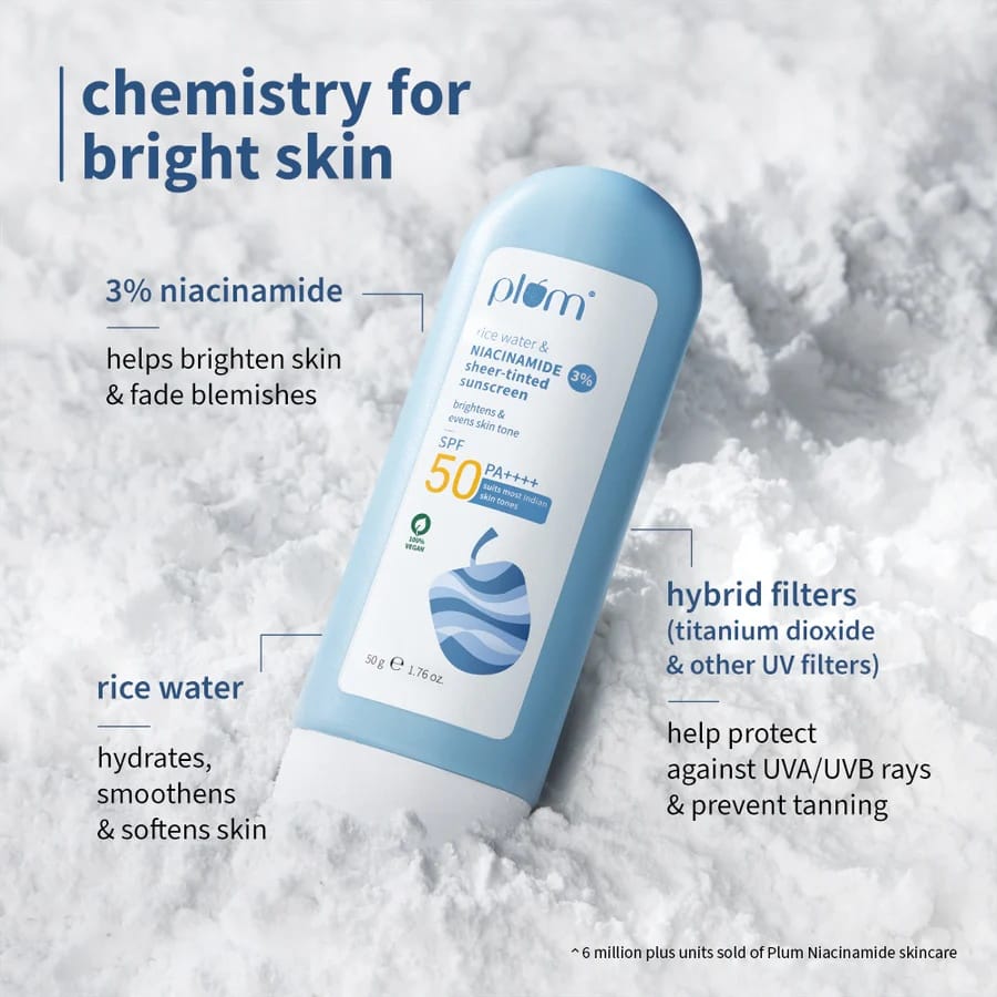 Plum - Rice Water & Niacinamide Sheer - Tinted Sunscreen Spf 50 PA++++ (50g)