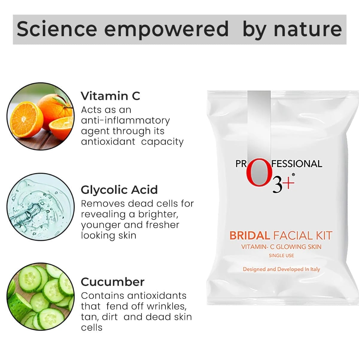 O3+ - Bridal Facial Kit Vitamin C Glowing Skin (Single Use) [73ML+79g]