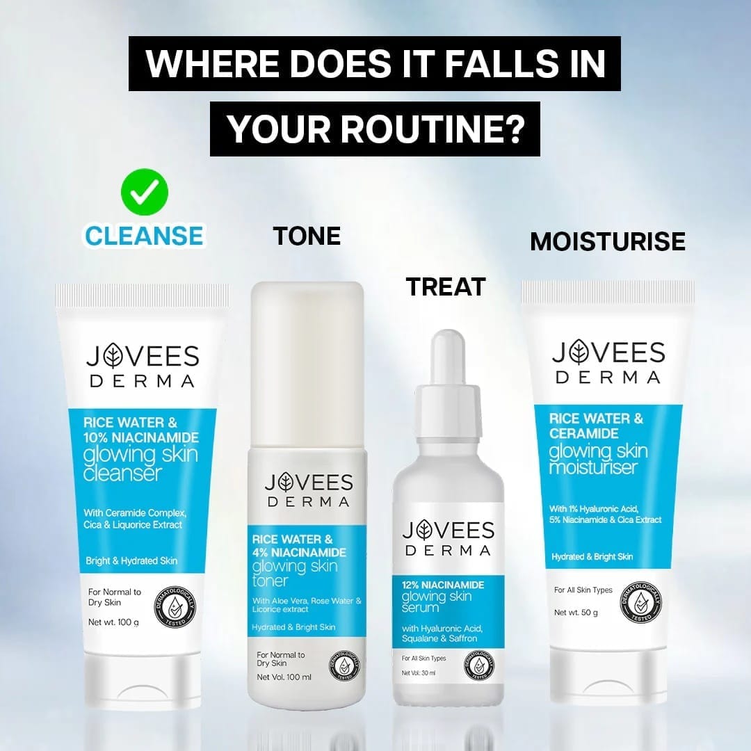 Jovees - Derma Rice Water & 10% Niacinamide Glowing Skin Cleanser (100g)
