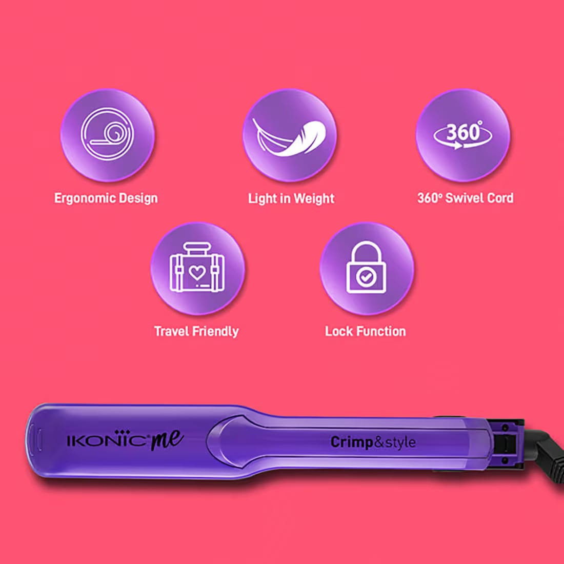 Ikonic Professional - Hair Crimper Crimp & Style 1.5 Inch Wide Texture Plates
