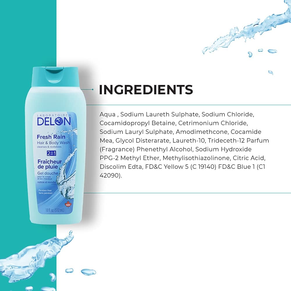 Delon - Fresh Rain Hair & Body Wash (532ML) [Buy 1 Get 1 Free]