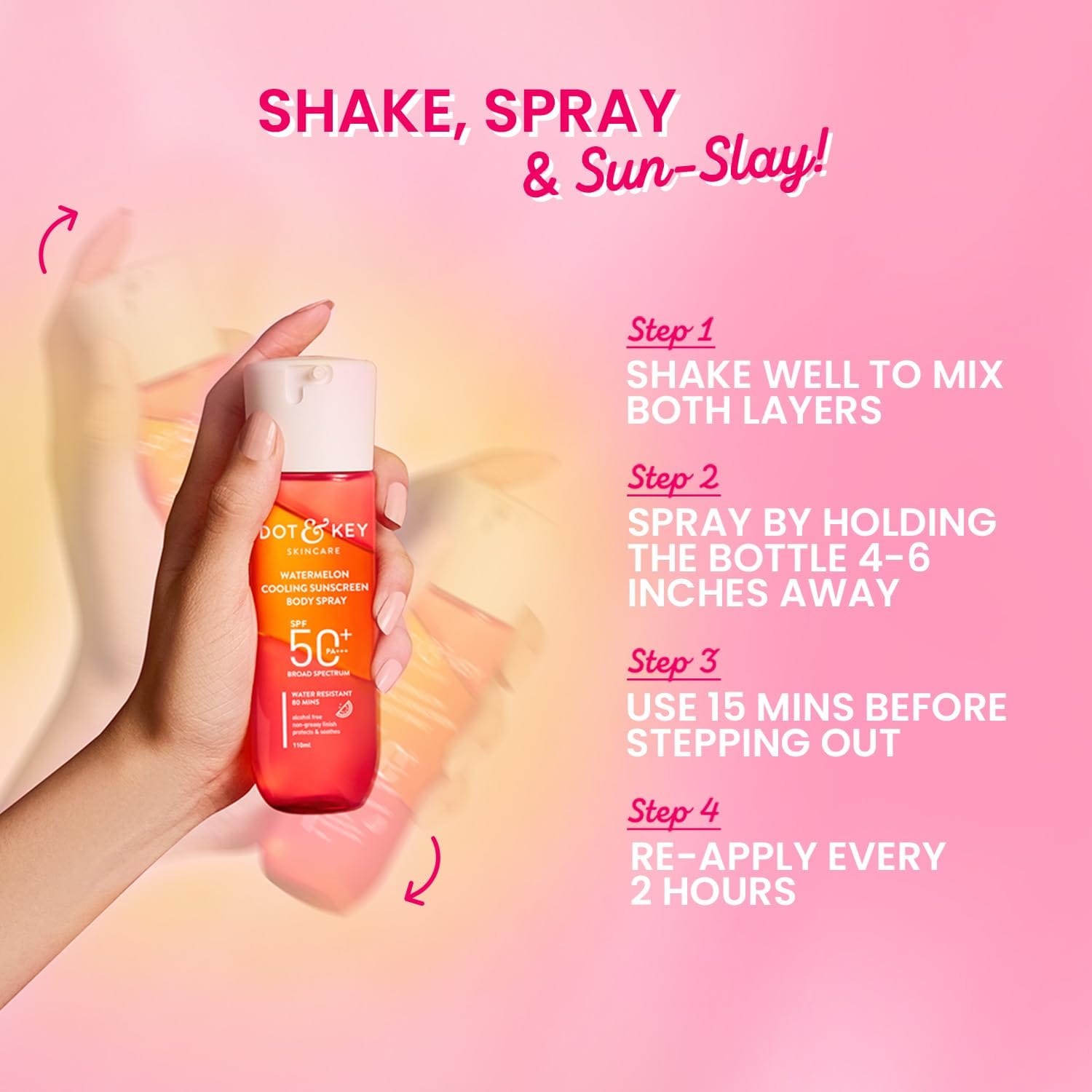 DOT & KEY - Watermelon Cooling Sunscreen Body Spray Spf 50 Pa+++ (110ML)