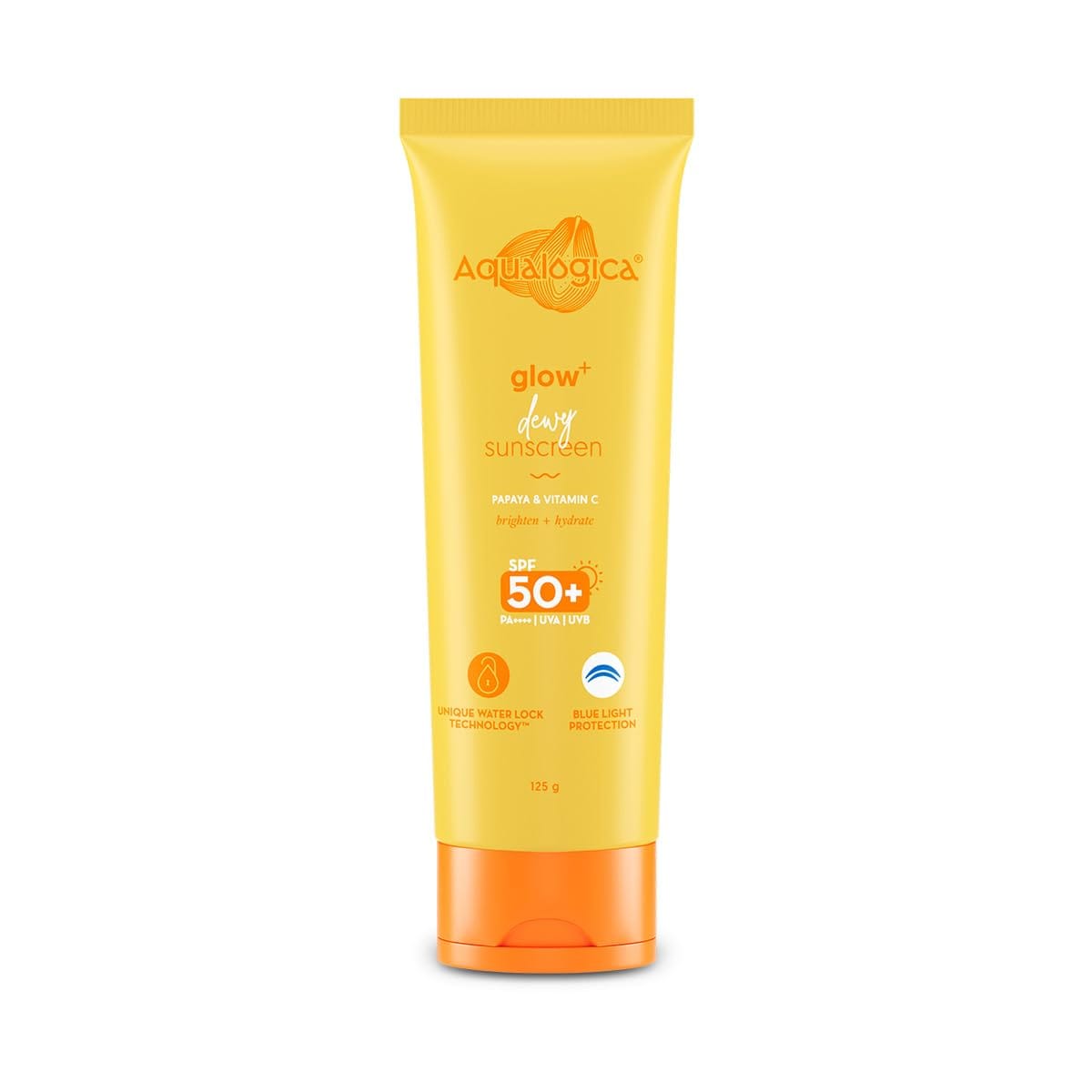 Aqualogica - Glow+ Dewy Sunscreen Papaya & Vitamin C Spf50+ (125g)
