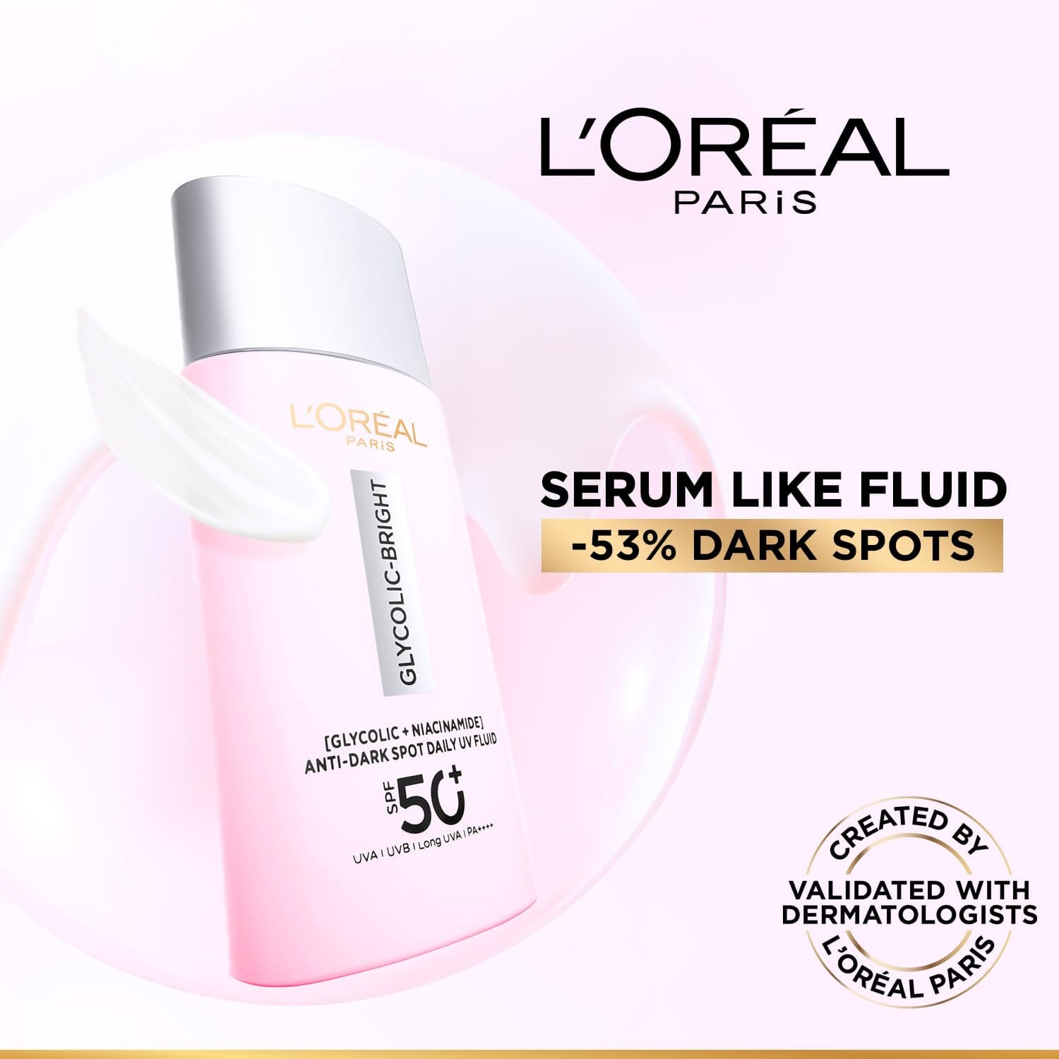 Loreal Paris - Glycolic Bright Anti Dark Spot Daily UV Fluid Spf 50+ (50ML)