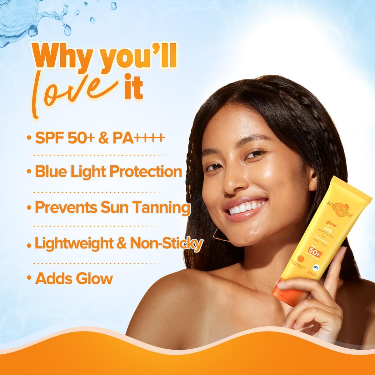 Aqualogica - Glow+ Dewy Sunscreen Papaya & Vitamin C Spf50+ (125g)