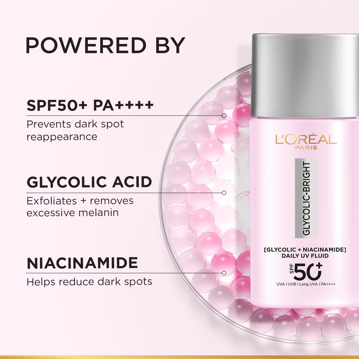 Loreal Paris - Glycolic Bright Anti Dark Spot Daily UV Fluid Spf 50+ (50ML)
