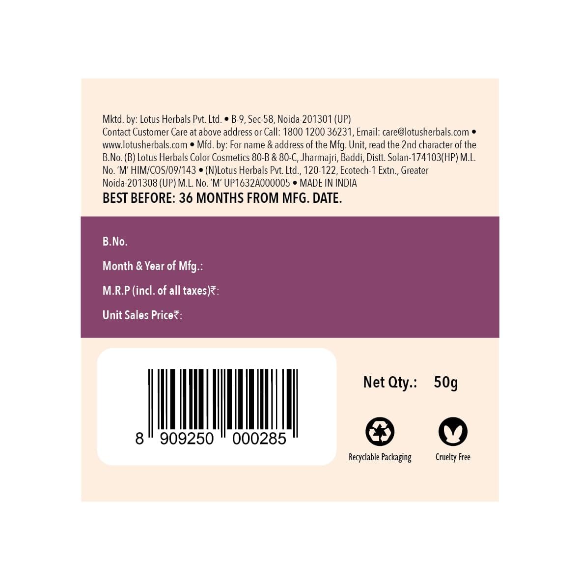 Lotus Herbal - Nutramoist Skin Renewal Daily Moisturising Creme Spf-25 (50g)