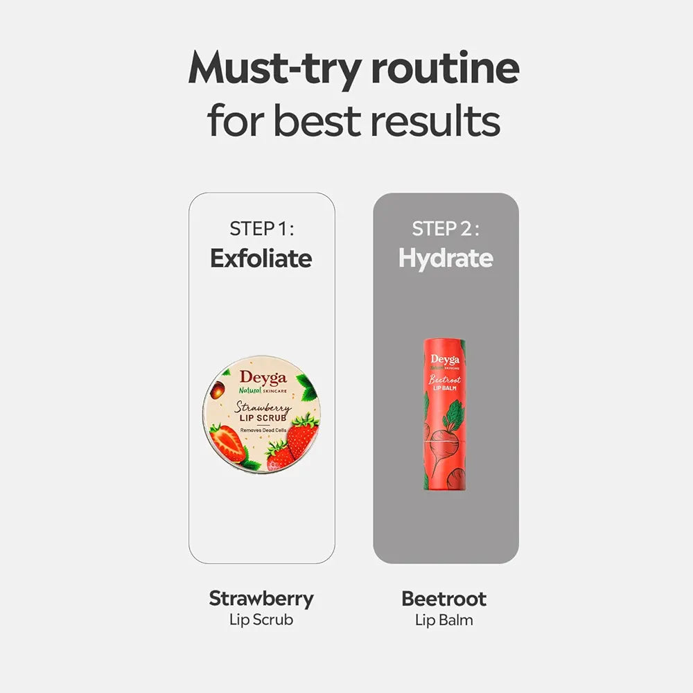 Deyga Beetroot Lip Balm | Tinted Lip Care | For Dry & Chapped Lips | For Pigmented Lips | For Women & Men (Pack of 1, Stick Lip Balm), Red