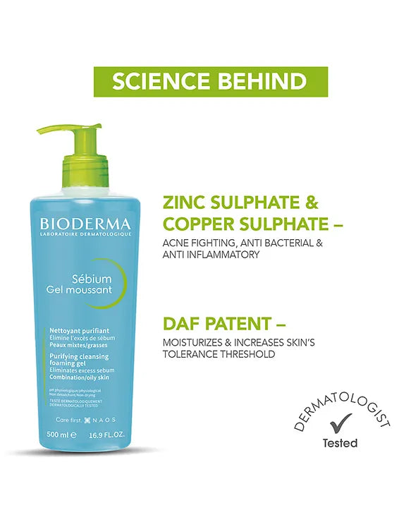 Bioderma - Sebium Gel Moussant Purifying Cleansing Gel (500ML)