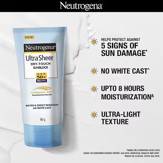 Neutrogena UltraSheer Dry Touch Sunblock SPF 50+ Water & Sweat Resistant (80g)