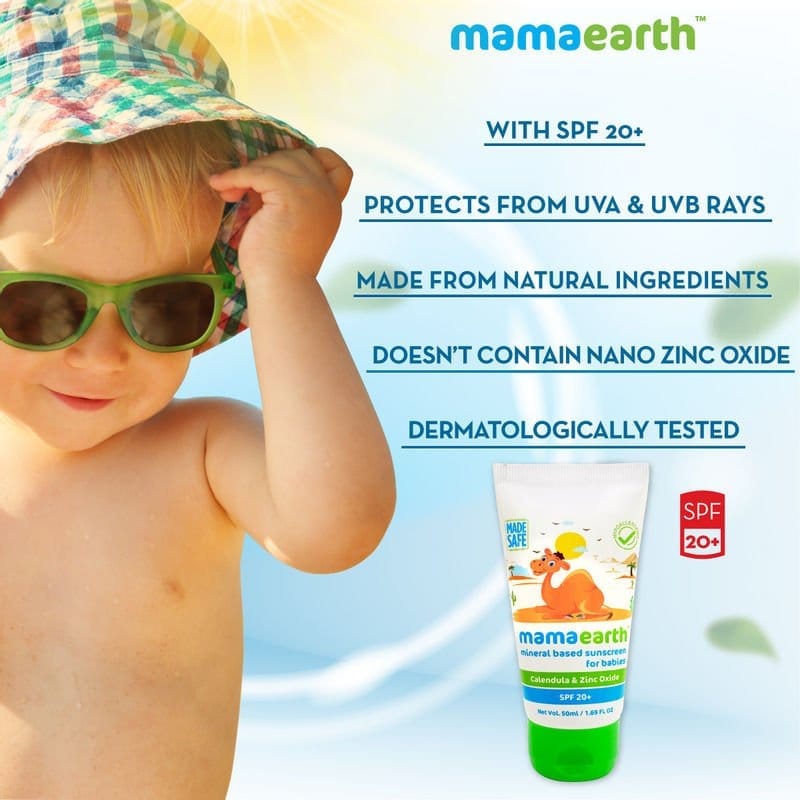 Mamaearth Mineral Based Sunscreen For Babies SPF20+ (50gm)