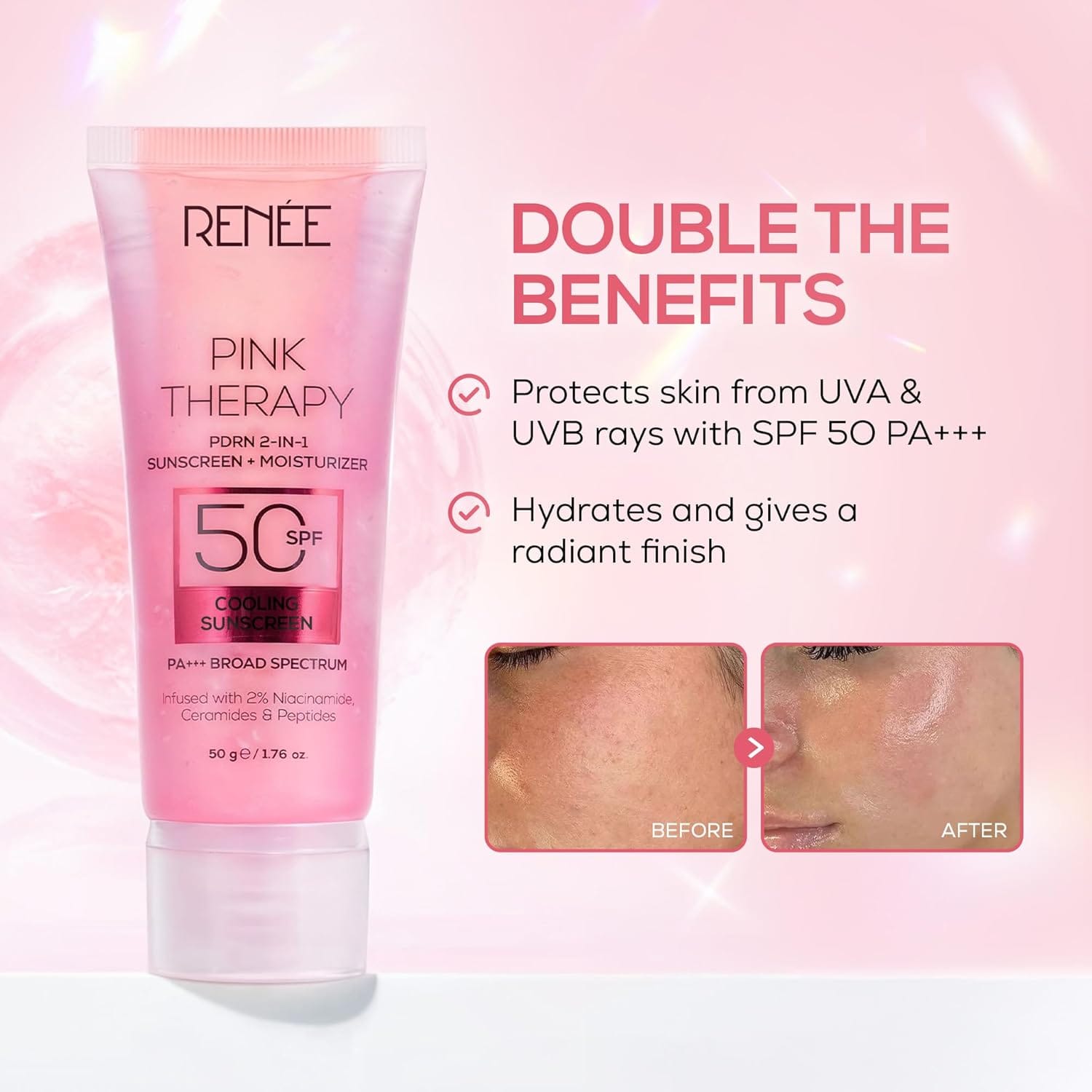 Renee - Pink Therapy Sunscreen + Moisturizer 50 Spf (50g)