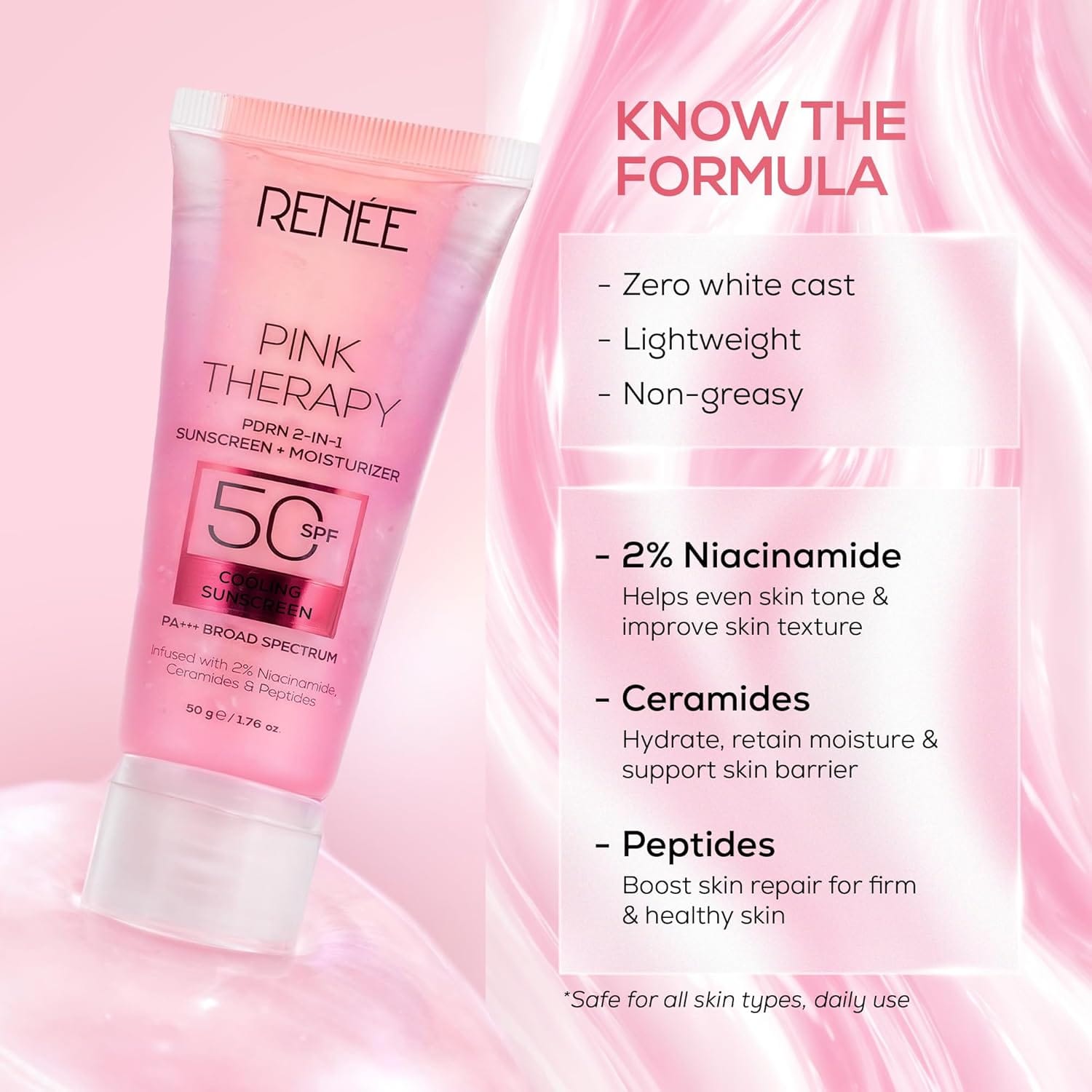 Renee - Pink Therapy Sunscreen + Moisturizer 50 Spf (50g)