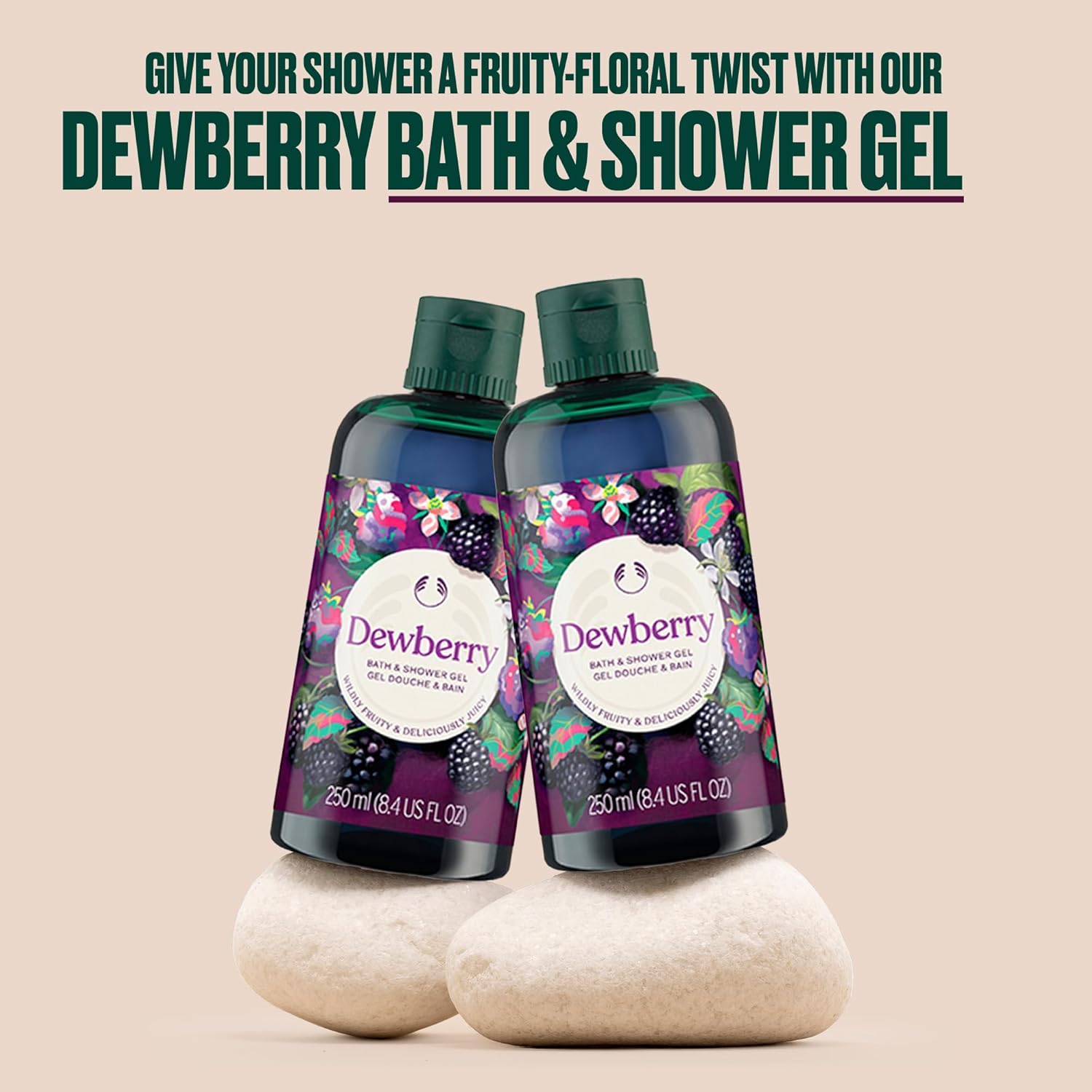 The Body Shop Dewberry Bath & Shower Gel | Gentle Lathering Body Wash with Fruity Scent | Vegan, for All Skin Types, 250 ml / 8.4 fl oz - BEAUTY BRATS