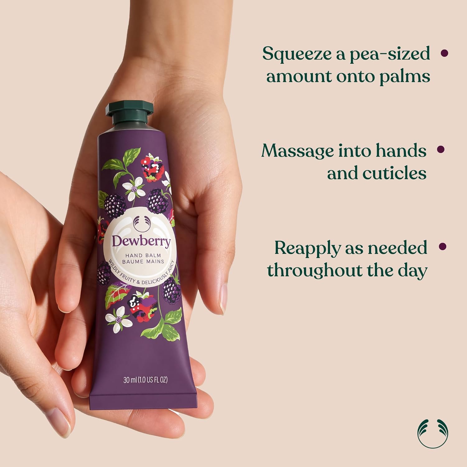 The Body Shop Dewberry Hand Balm | 96hr Nourishing Moisture for Dry Cracked Hands | with Shea Butter, Non - greasy, Vegan, 30 ml / 1.0 oz - BEAUTY BRATS
