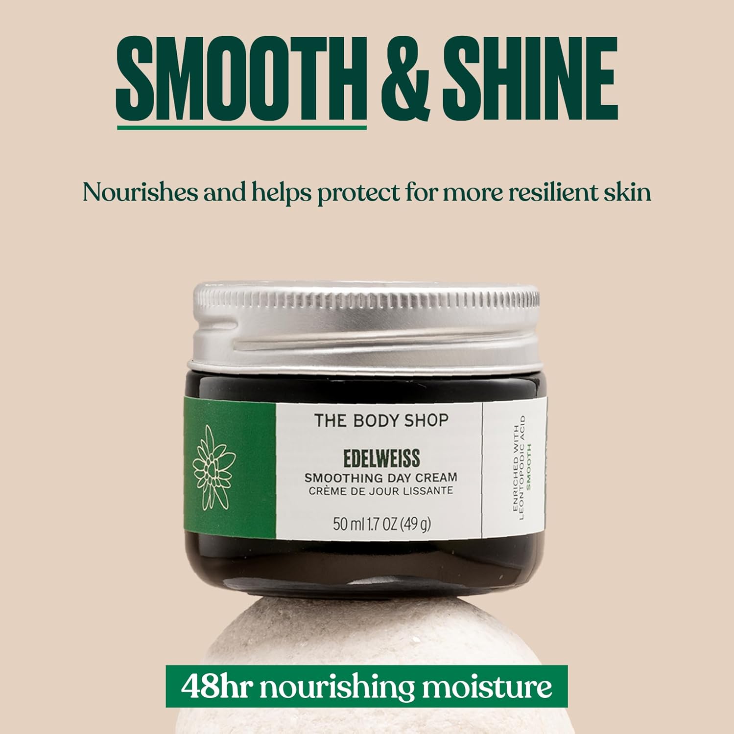 The Body Shop Edelweiss Smoothing Day Cream – For Smoother Looking Skin – Vegan – 50ml - BEAUTY BRATS