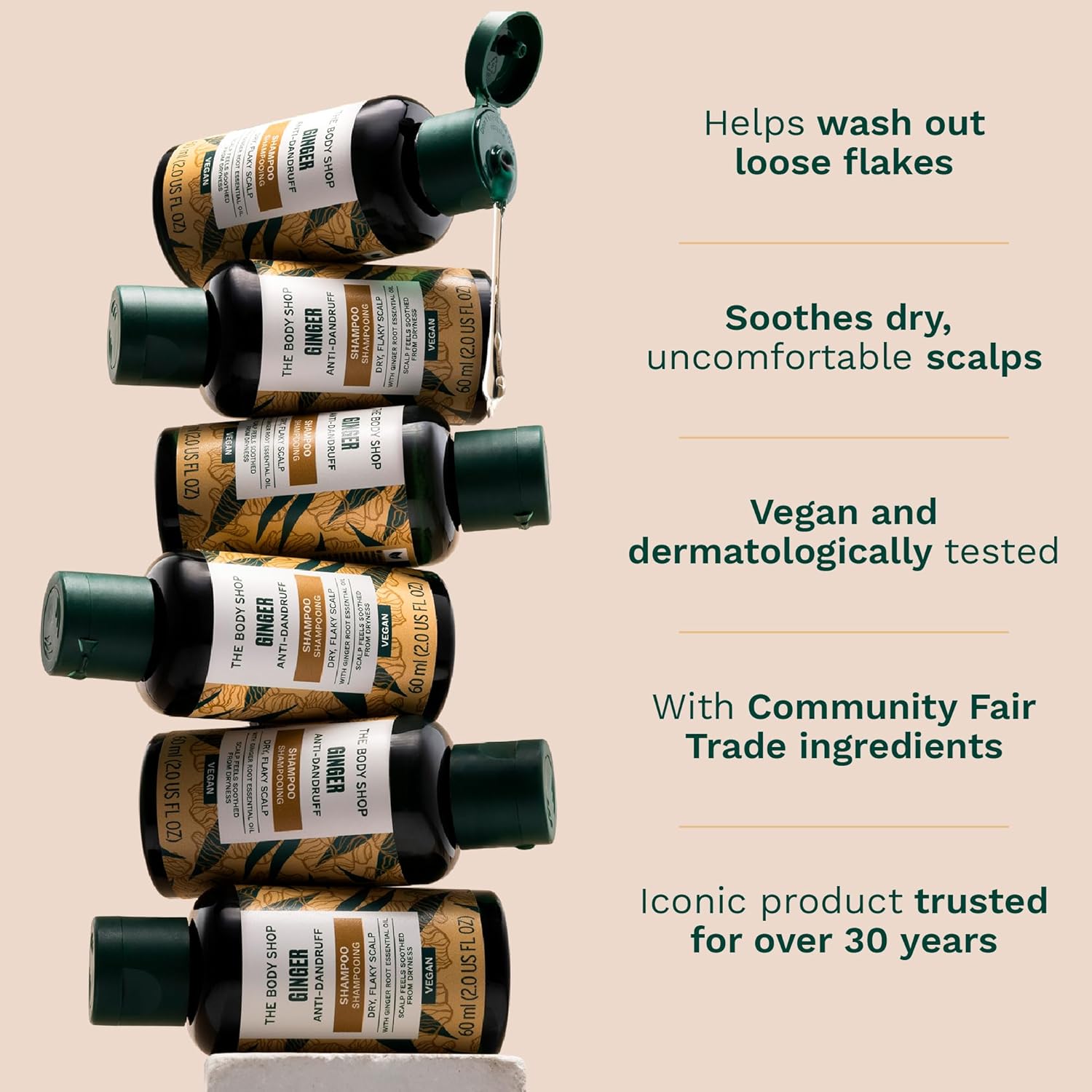The Body Shop Ginger Scalp Care Shampoo – For Dry, Flaky Scalp – With Vegan Silk Protein – 250ml - BEAUTY BRATS