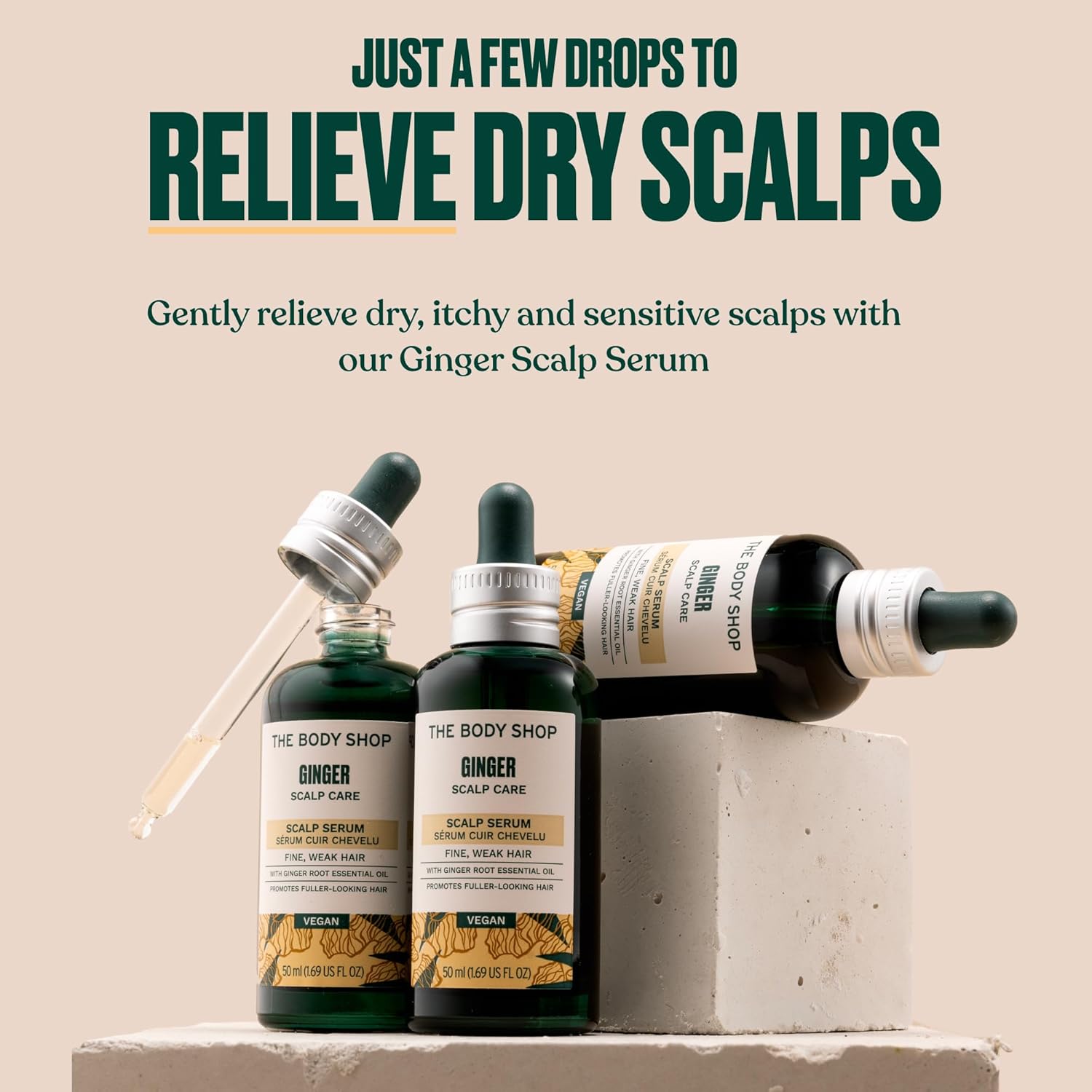 The Body Shop Ginger Scalp Serum, Dry and Flaky Scalp Treatment, Vegan, 1.69 fl oz - BEAUTY BRATS