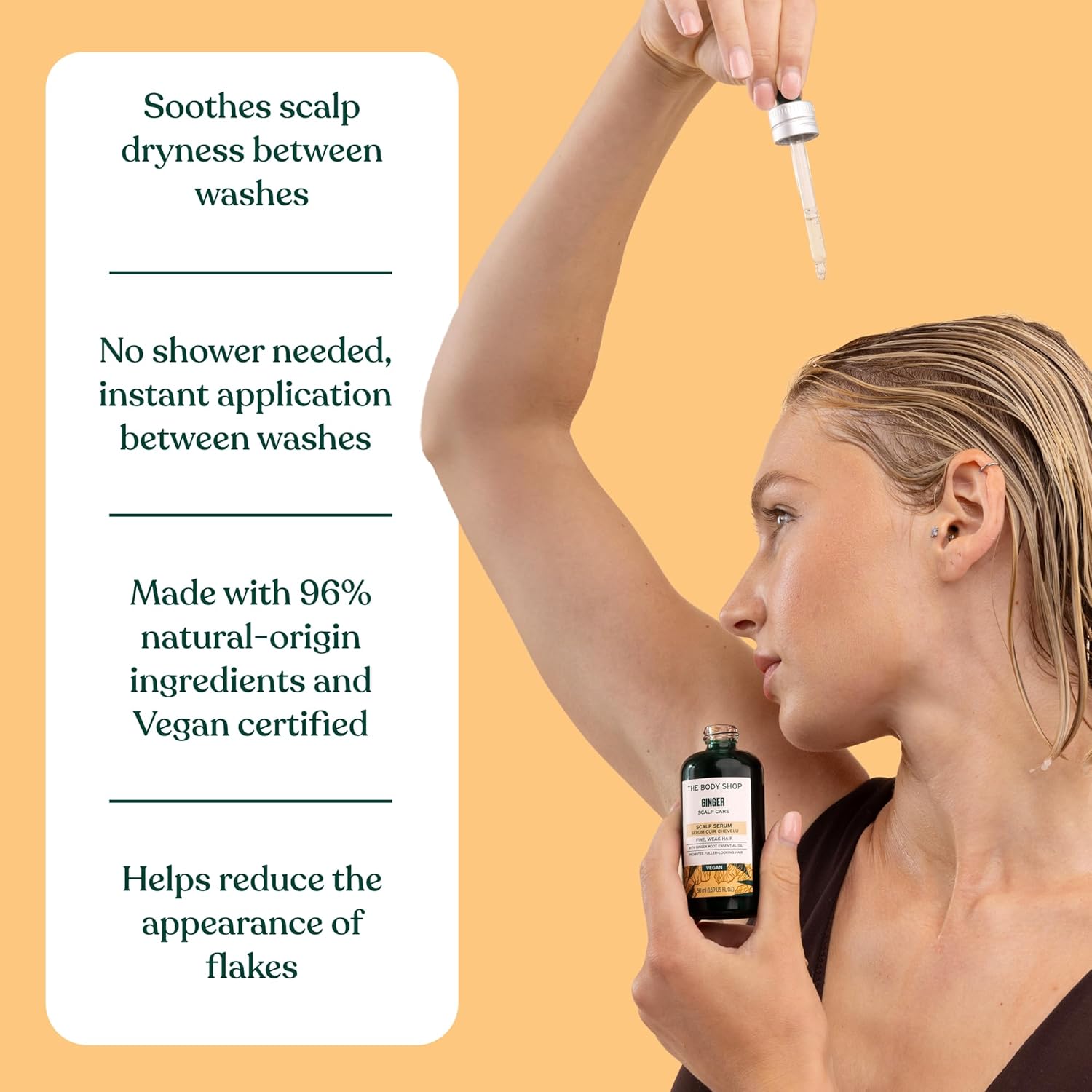 The Body Shop Ginger Scalp Serum, Dry and Flaky Scalp Treatment, Vegan, 1.69 fl oz - BEAUTY BRATS