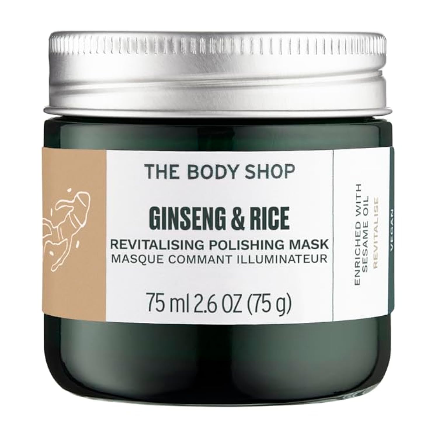 The Body Shop Ginseng & Rice Polishing Mask, Revitalizing, 75ml - BEAUTY BRATS