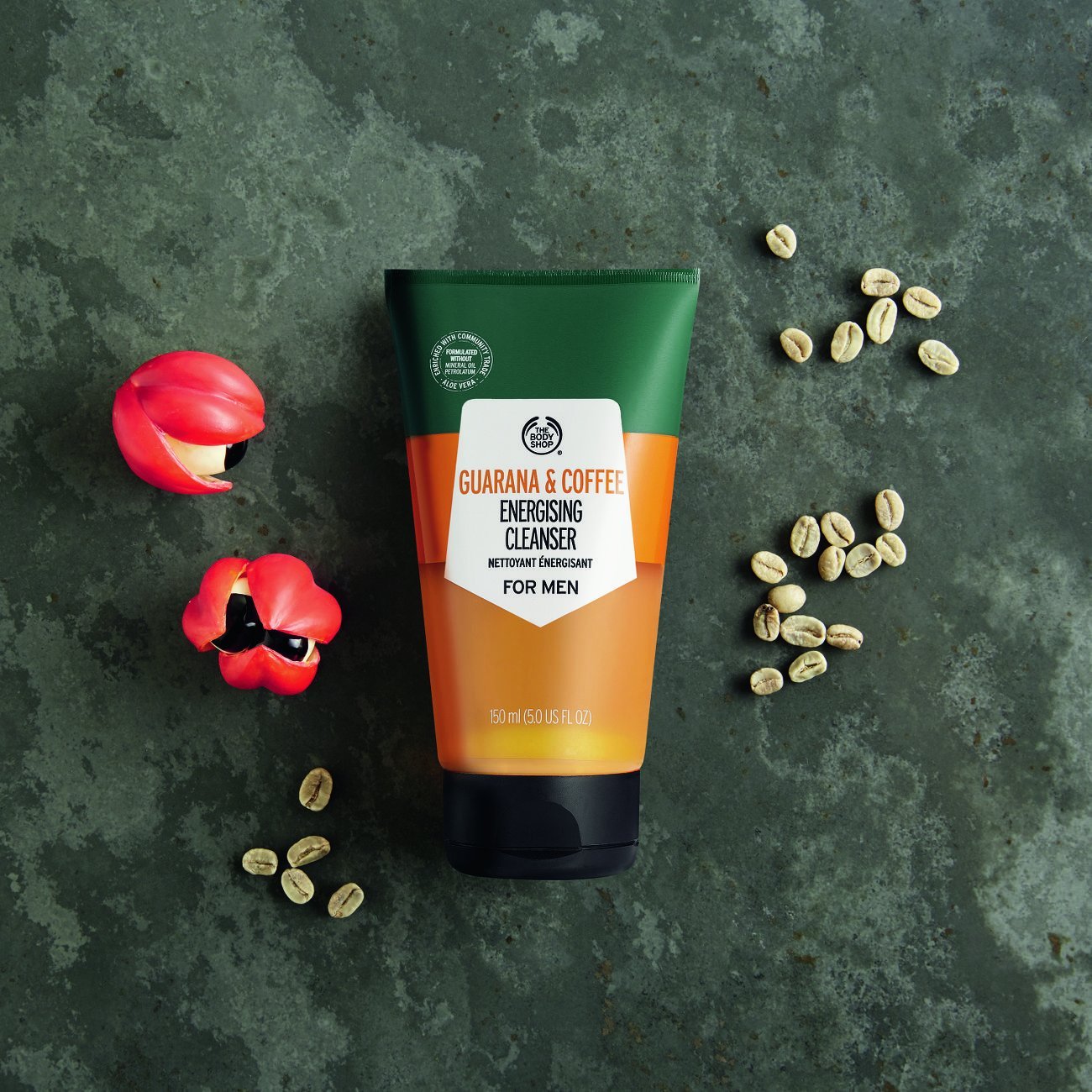 The Body Shop Guarana and Coffee Energizing Cleanser For Men, 5 Fl Oz (Vegan) - BEAUTY BRATS