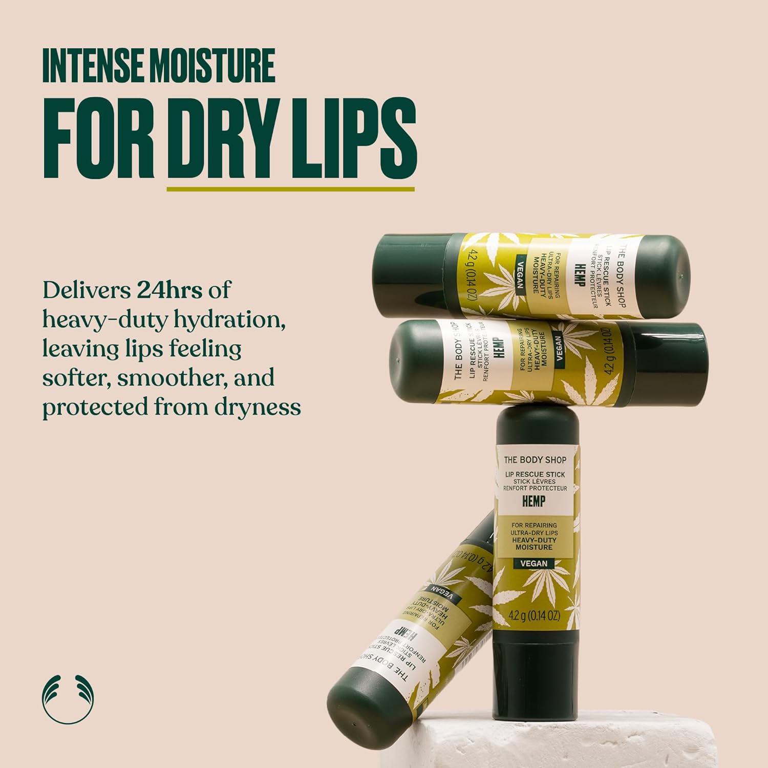 The Body Shop Hemp Heavy Duty Lip Care, 0.14 Oz,Green - BEAUTY BRATS