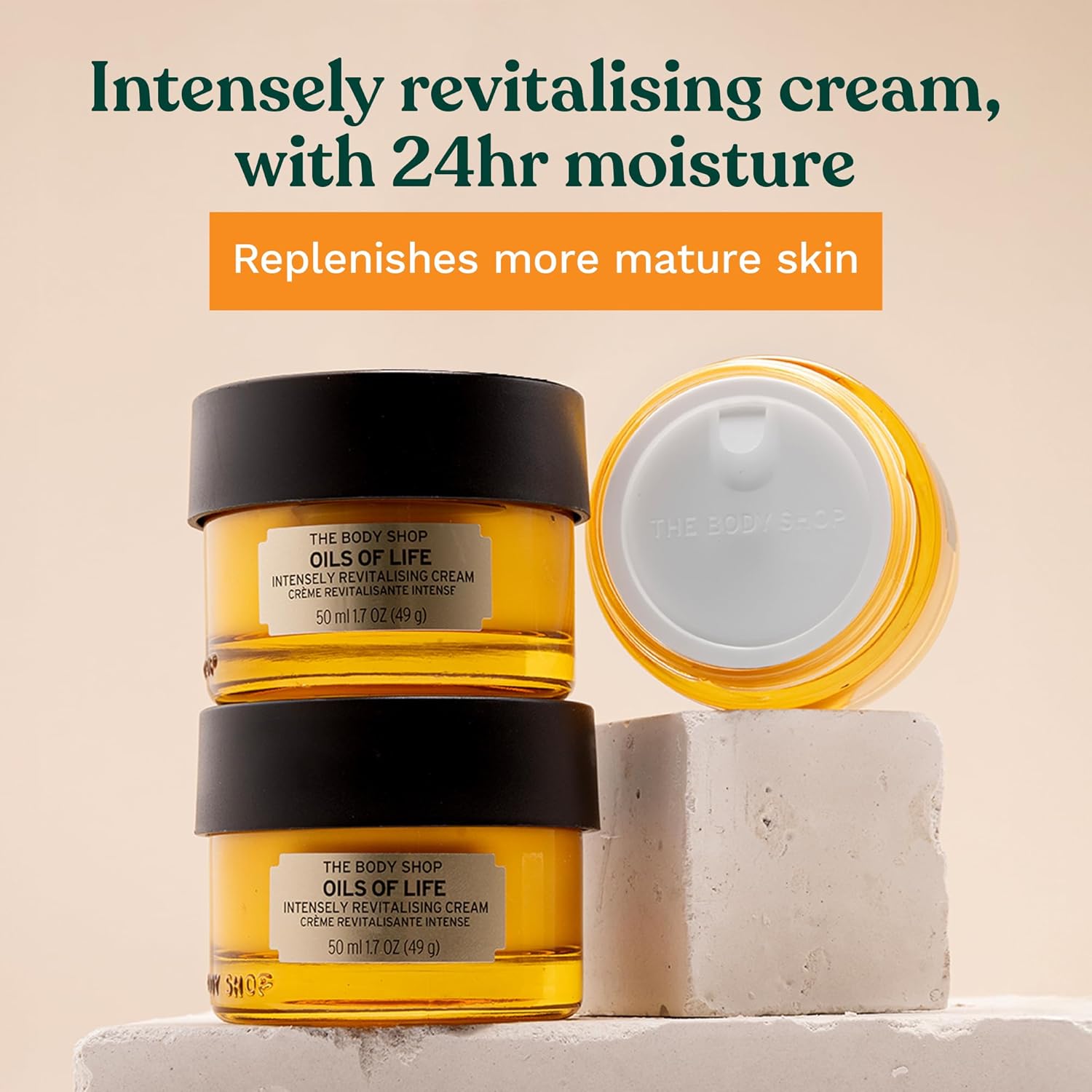 The Body Shop Oils of Life Intensely Revitalizing Cream - Lightweight, Nourishing Cream - Revitalizes Skin - 1.7 Fl Oz - BEAUTY BRATS
