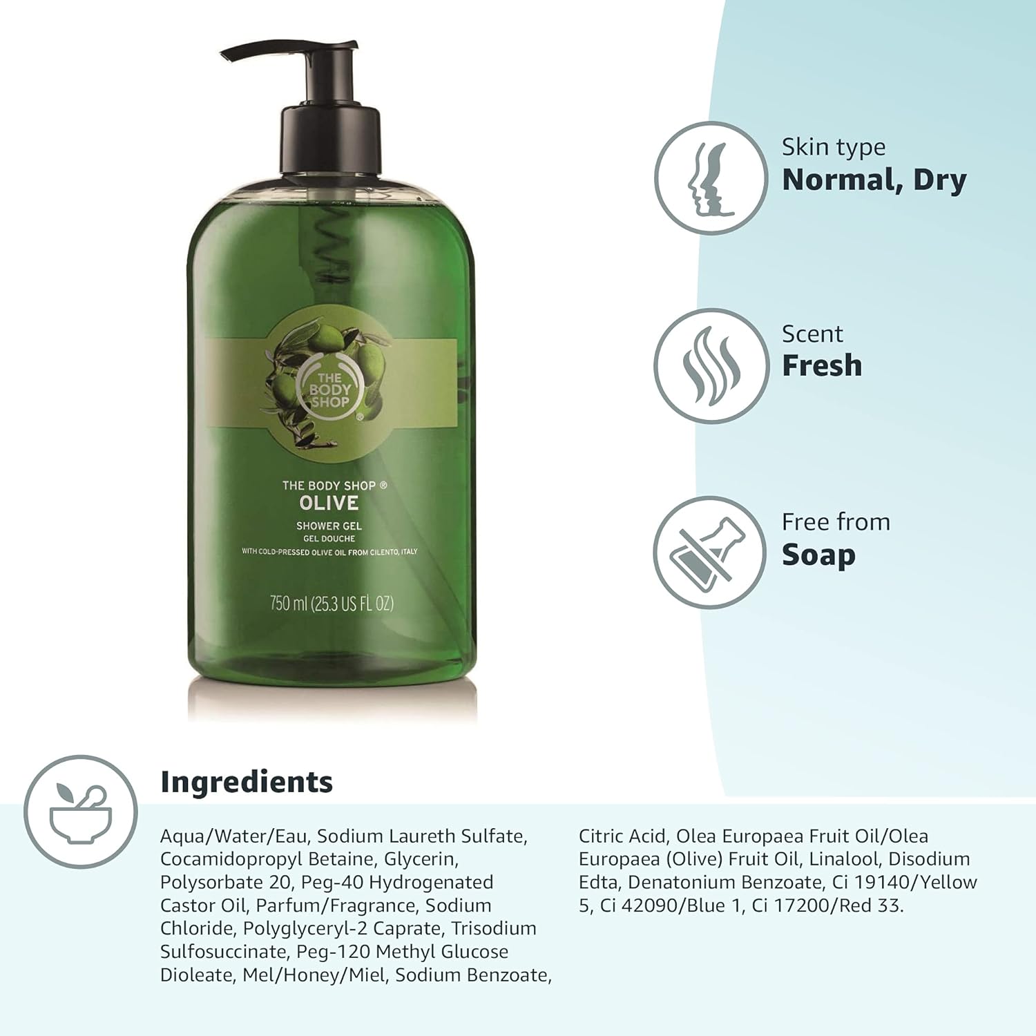 The Body Shop Olive Shower Gel Jumbo, 25.3 Fluid Ounces - BEAUTY BRATS