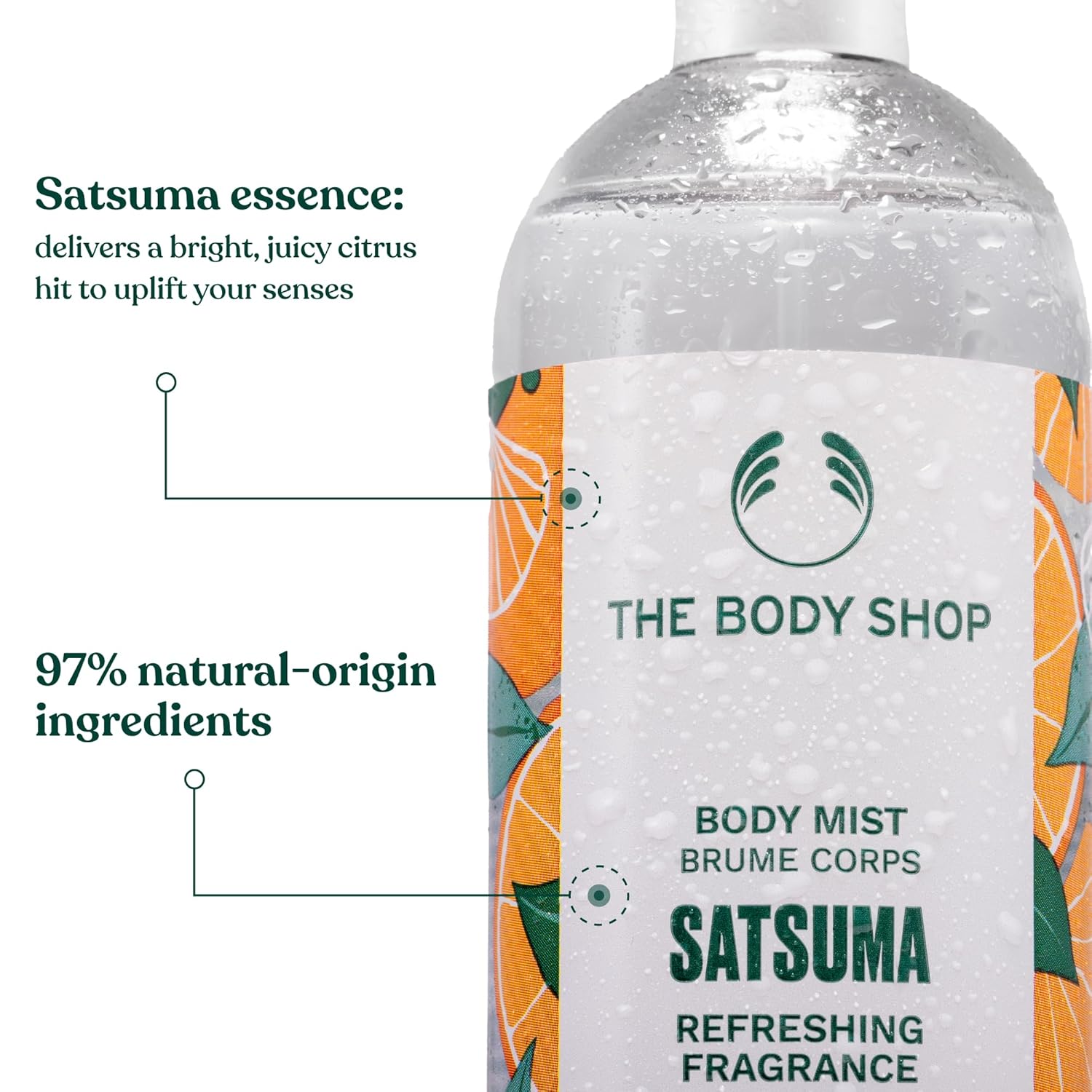 The Body Shop Satsuma Body Mist – Refreshes and Cools with a Citrus Scent – Vegan – 3.3 oz - BEAUTY BRATS