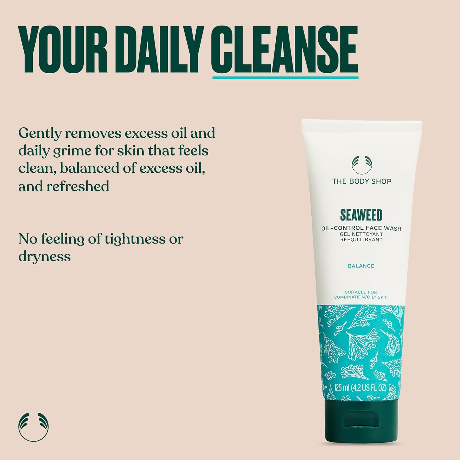The Body Shop Seaweed Gel Cleanser, For Oily and Combination Skin, Vegan, 125ml - BEAUTY BRATS