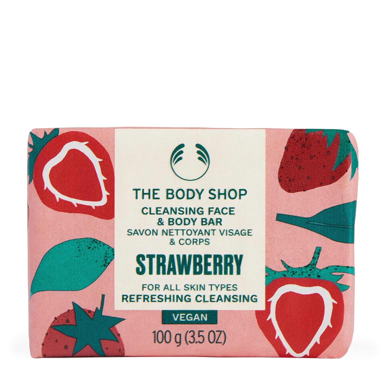 The Body Shop Strawberry Cleansing Face & Body Bar – Cleanses and Recharges Skin – Vegan – 3.5oz - BEAUTY BRATS