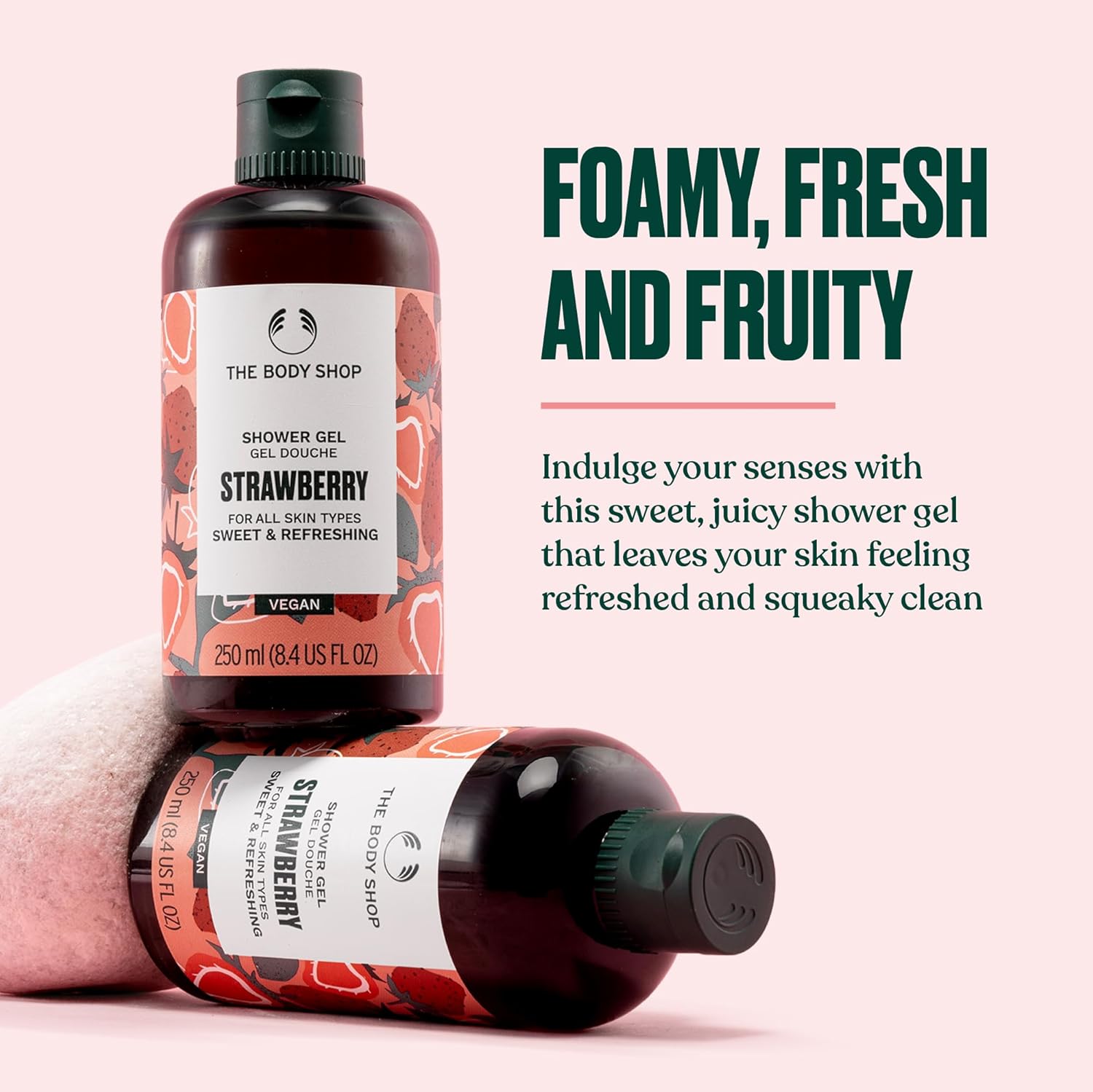 The Body Shop Strawberry Shower Gel | Cleansing & Refreshing Body Wash for All Skin Types | Lathering with Aloe Vera for Softer Skin, Vegan, 250 ml / 8.4 oz - BEAUTY BRATS