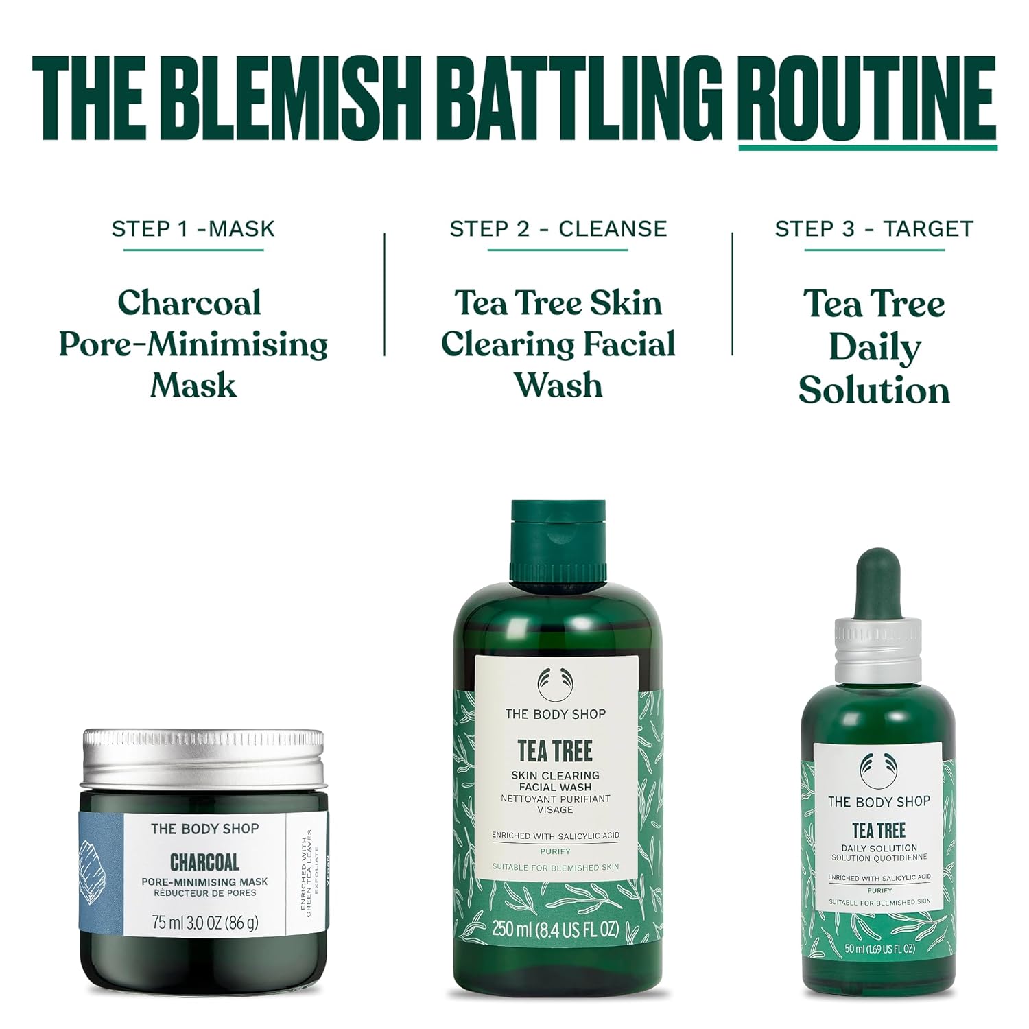 The Body Shop Tea Tree 3 in 1 Wash Scrub & Mask – Purifying Vegan Skincare For Oily, Blemished Skin – 4.2 oz - BEAUTY BRATS
