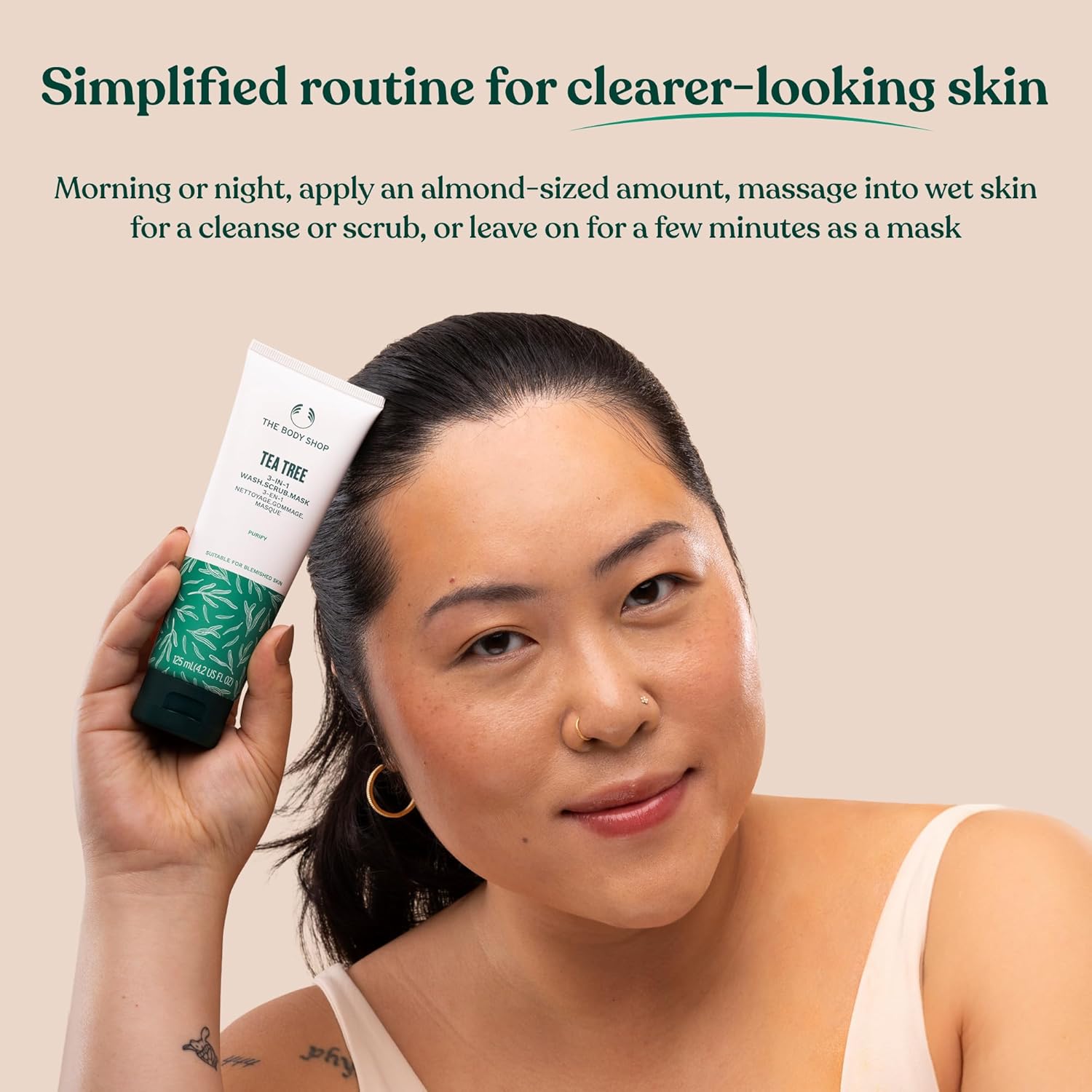 The Body Shop Tea Tree 3 in 1 Wash Scrub & Mask – Purifying Vegan Skincare For Oily, Blemished Skin – 4.2 oz - BEAUTY BRATS