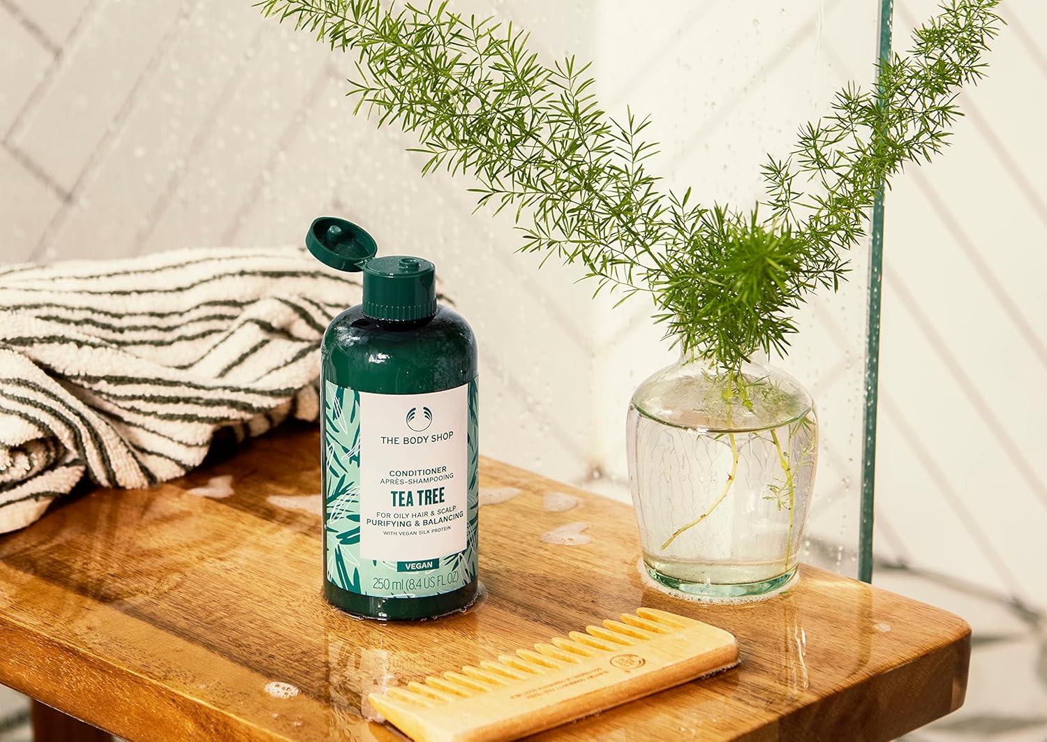 The Body Shop Tea Tree Purifying & Balancing Conditioner, For Oily Hair & Scalp, Vegan, 8.4 FL OZ - BEAUTY BRATS