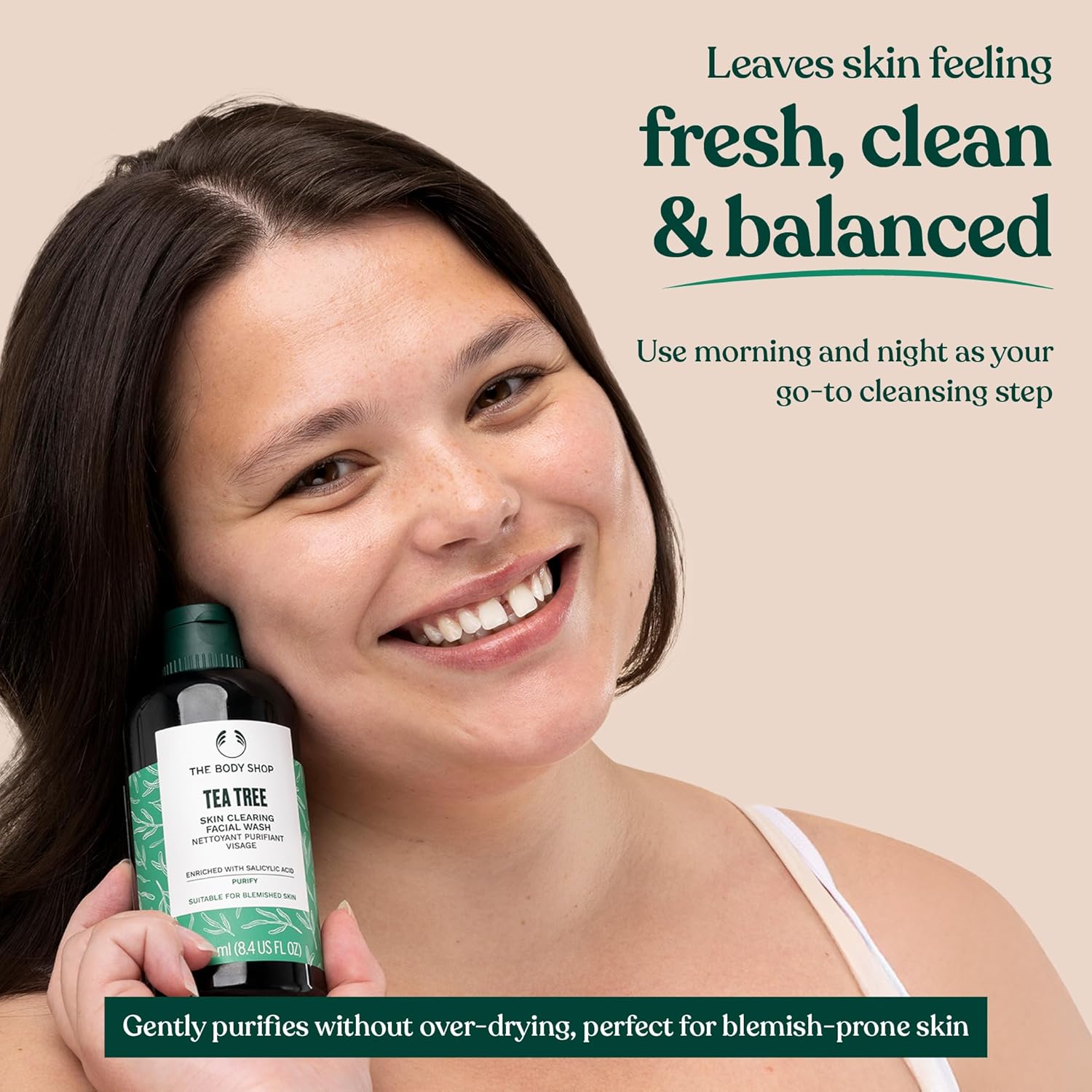 The Body Shop Tea Tree Skin Clearing Facial Wash – Purifying Vegan Face Wash For Oily, Blemished Skin – 8.4 oz - BEAUTY BRATS