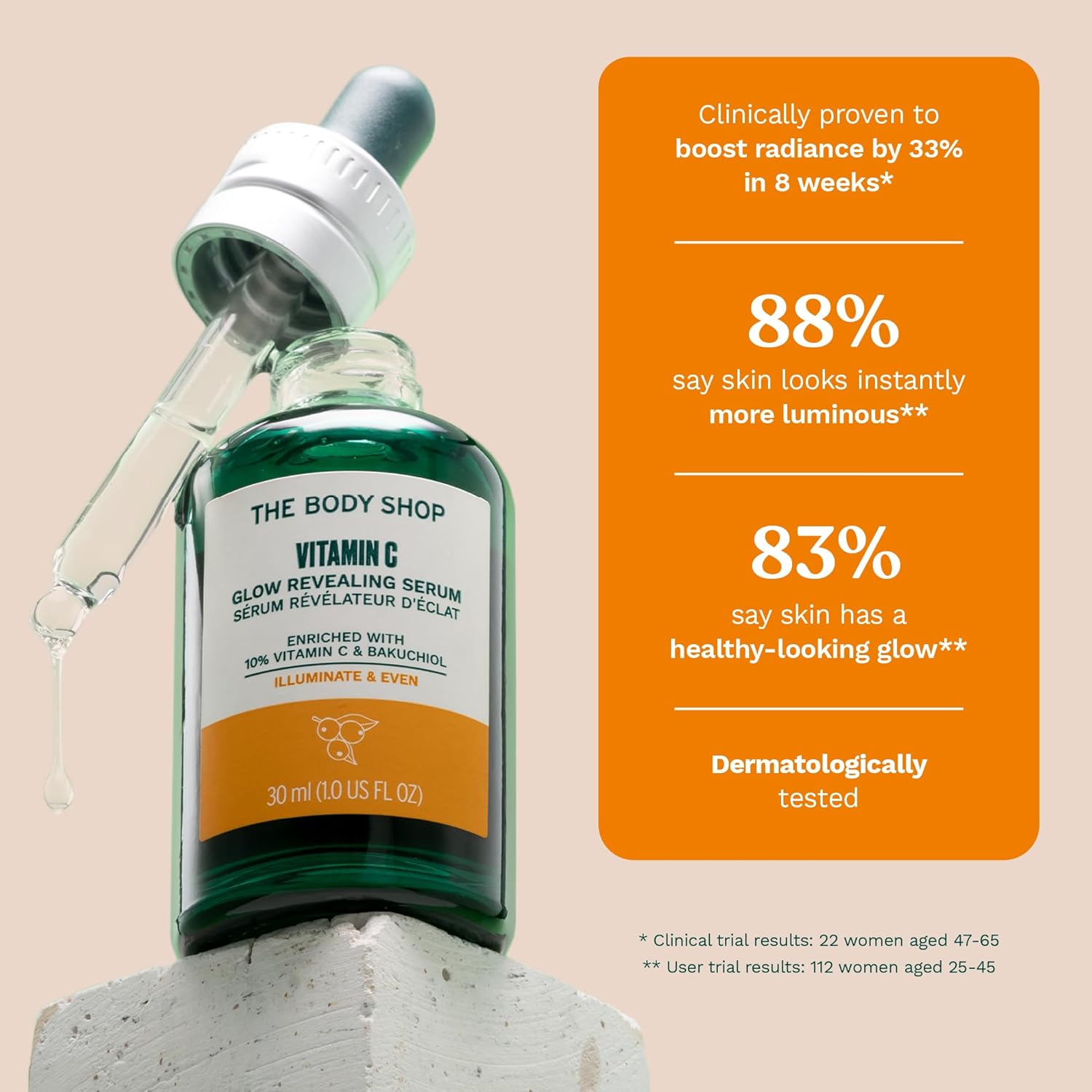 The Body Shop Vitamin C Glow Revealing Serum – For Dull & Tired Skin – Vegan – 30ml - BEAUTY BRATS
