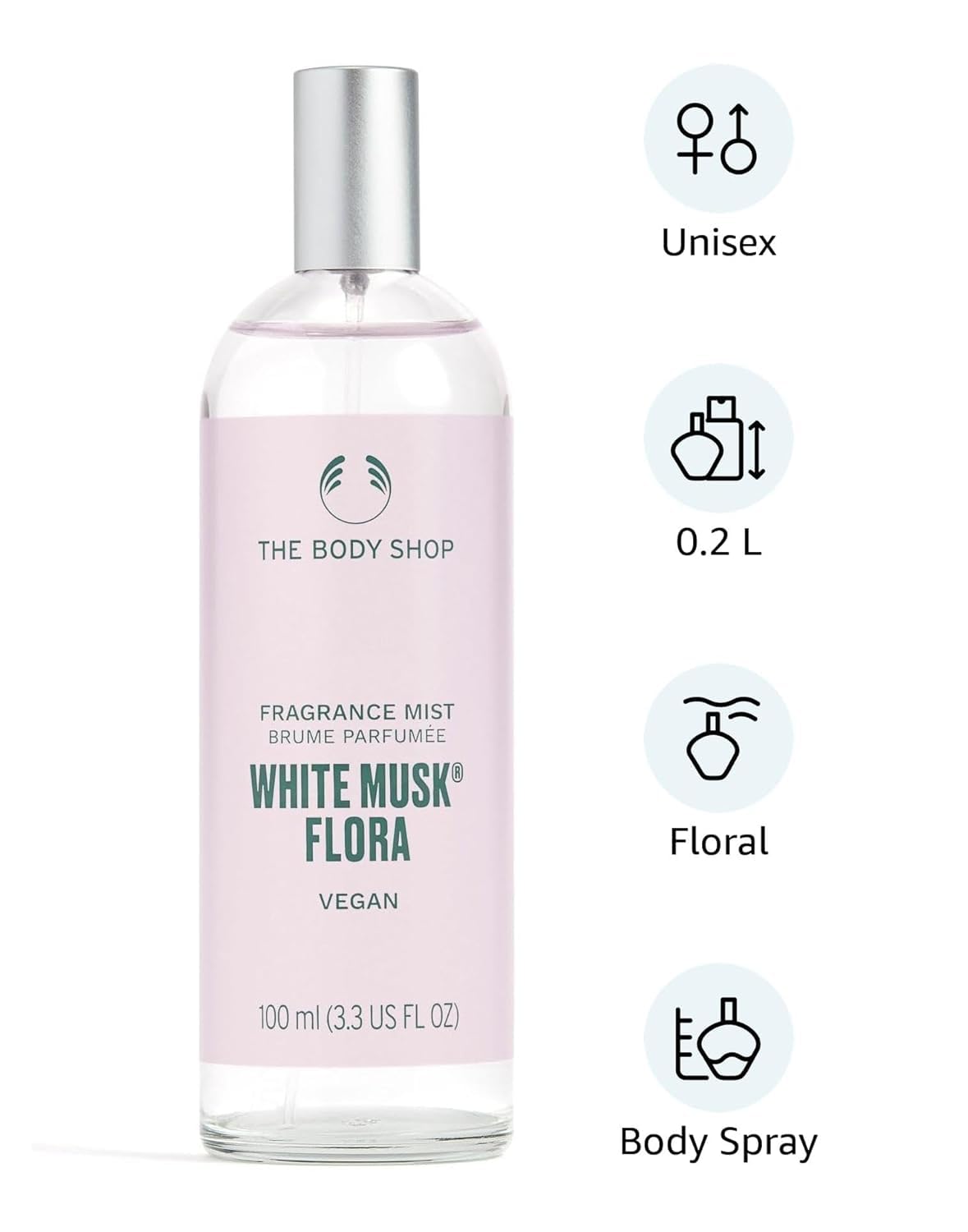 The Body Shop White Musk Flora Body Mist, Vegan, 3.3 fl oz, 100 ml - BEAUTY BRATS