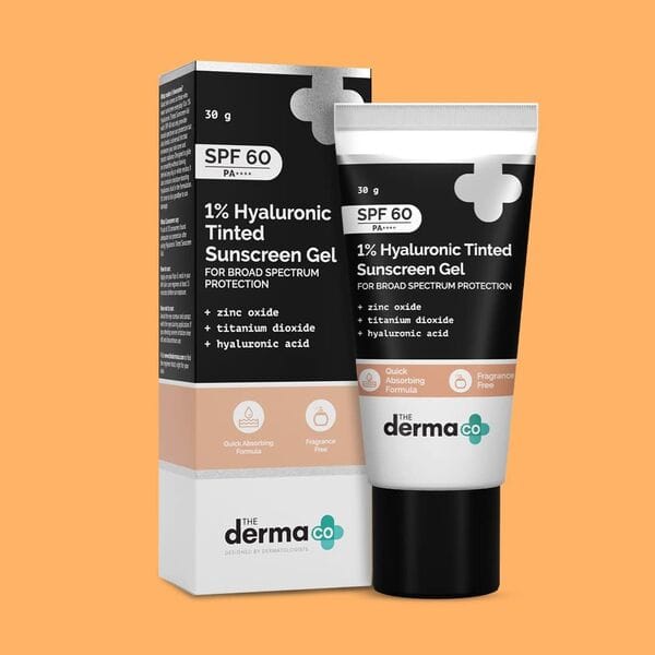 The Derma Co 1% Hyaluronic Tinted Sunscreen SPF 60 Gel PA++++ (50g)