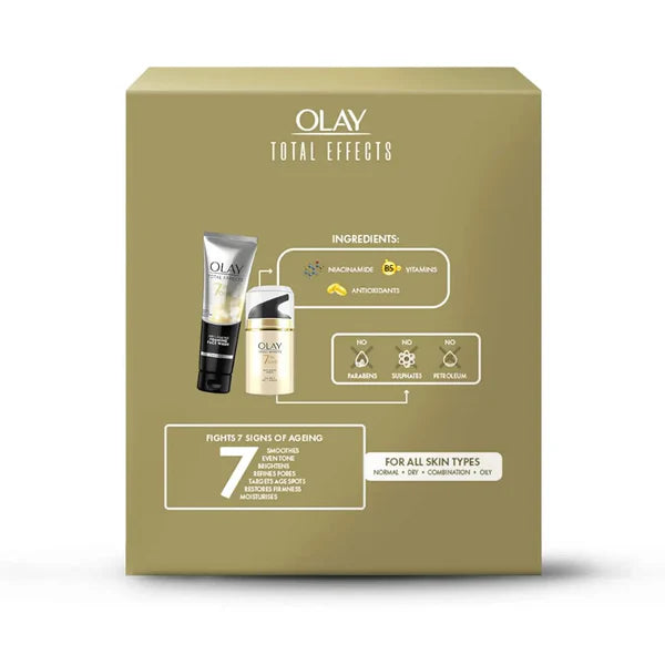 OLAY Total Effects 7 in 1Exfoliating Cleanser 100g + Anti Ageing Moisturiser (SPF 15) 50g