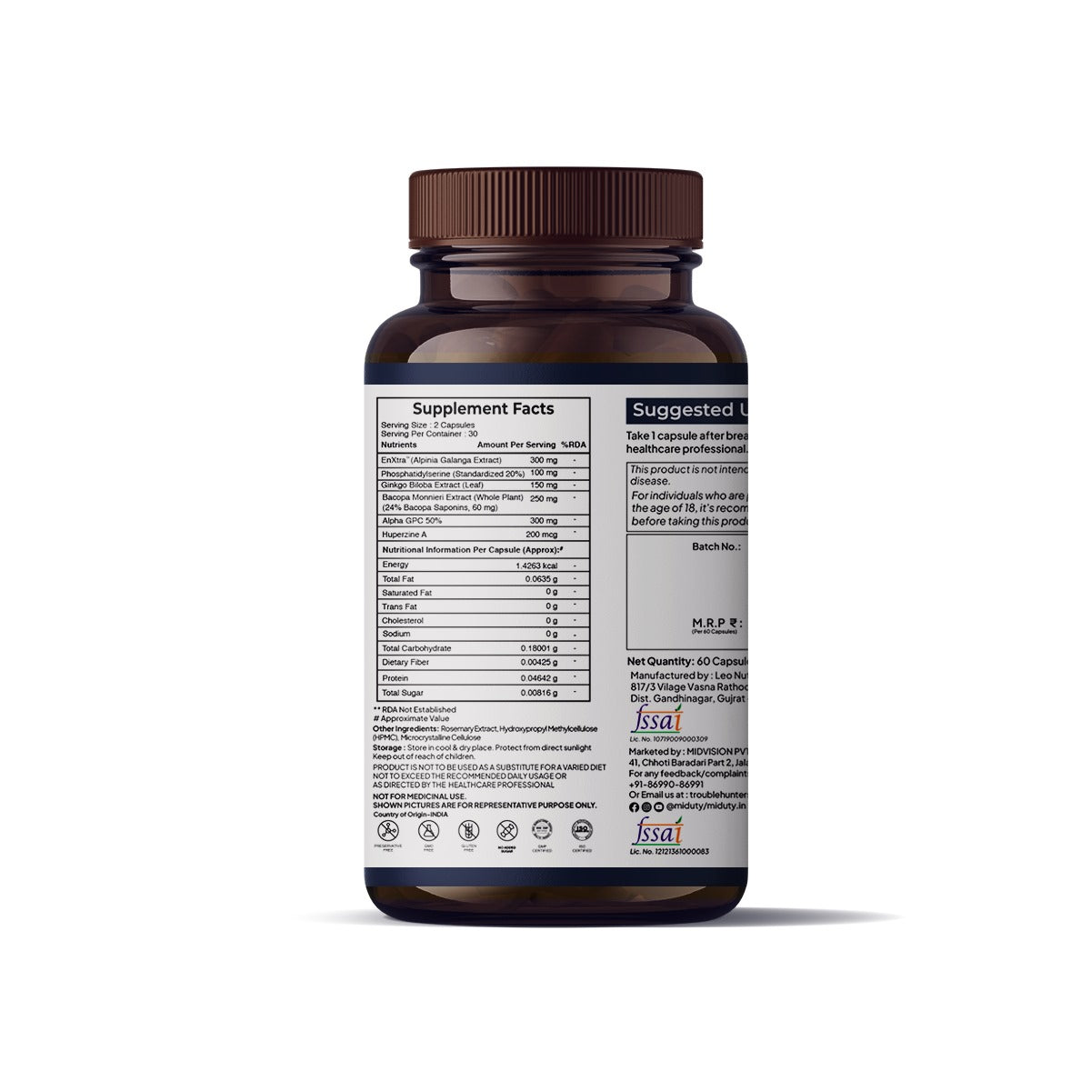 Miduty Memory & Focus | Caffeine-Free Formula For Extreme Alertness