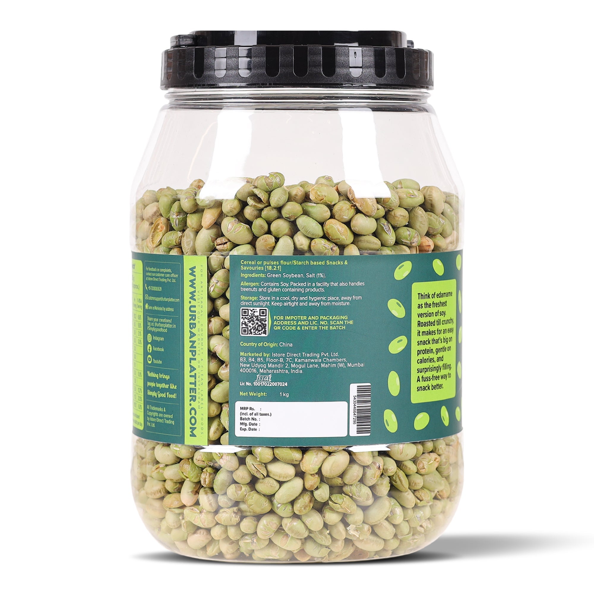 Urban Platter Roasted Salted Edamame 1Kg