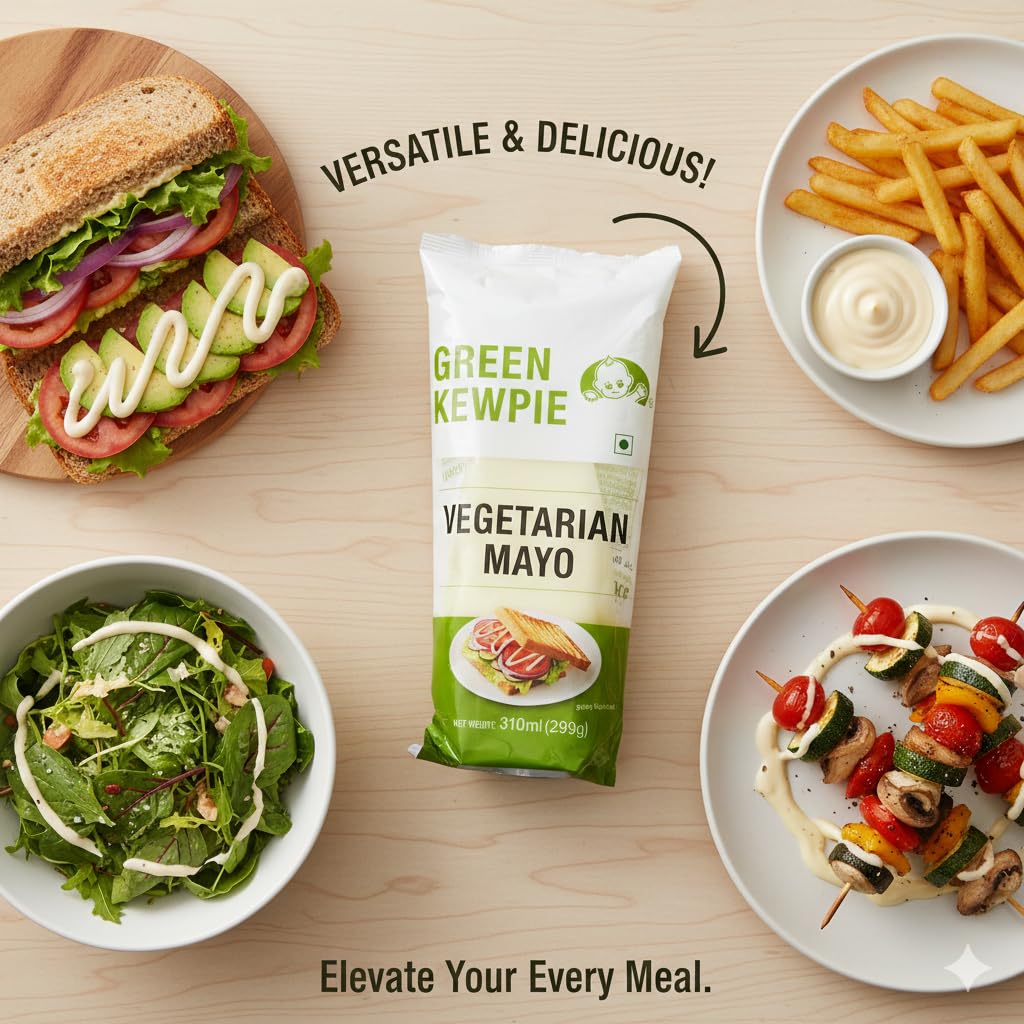Green Kewpie Vegetarian Mayonnaise features